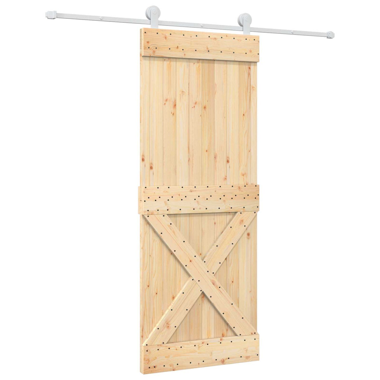 Csúszó ajtó Természetes és Fehér 80 x 210 cm Szilárd Fenyőfa