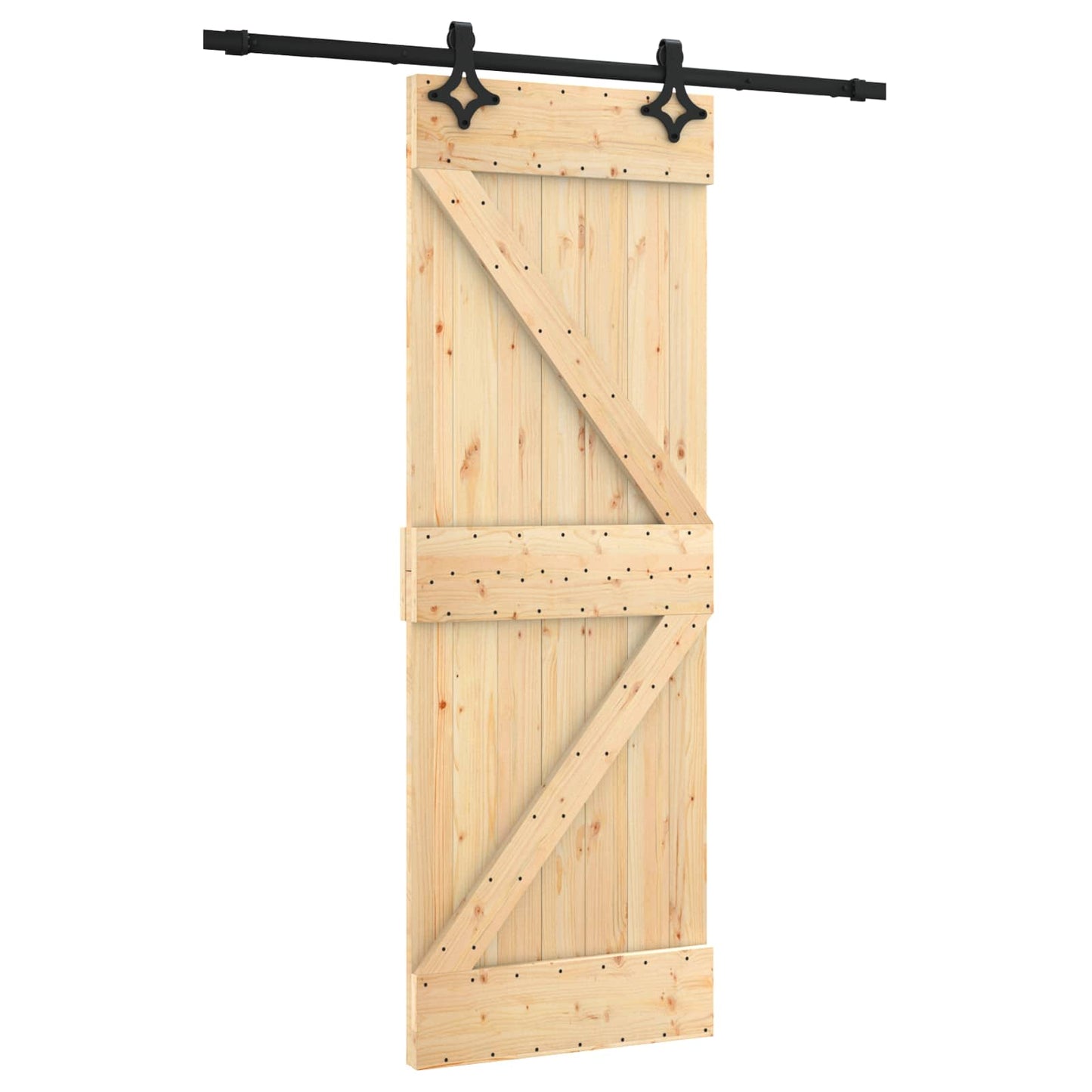 Csúszó ajtó Természetes és Fekete 70 x 210 cm Szilárd Fenyőfa