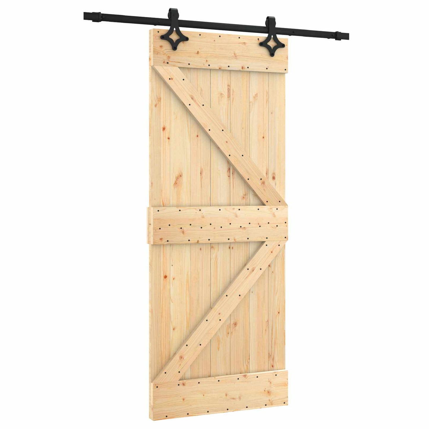 Csúszó ajtó Természetes és Fekete 85 x 210 cm Szilárd Fenyőfa