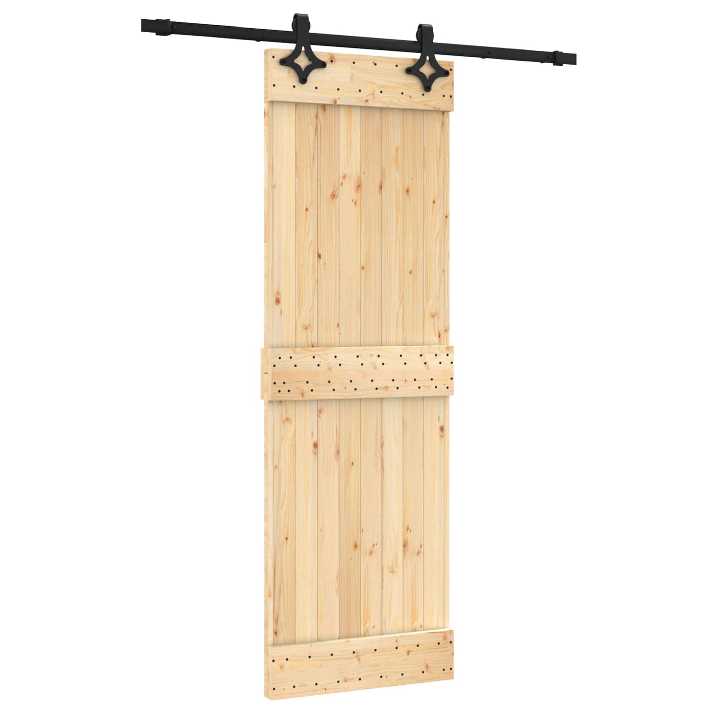 Csúszó ajtó Természetes és Fekete 70 x 210 cm Szilárd Fenyőfa