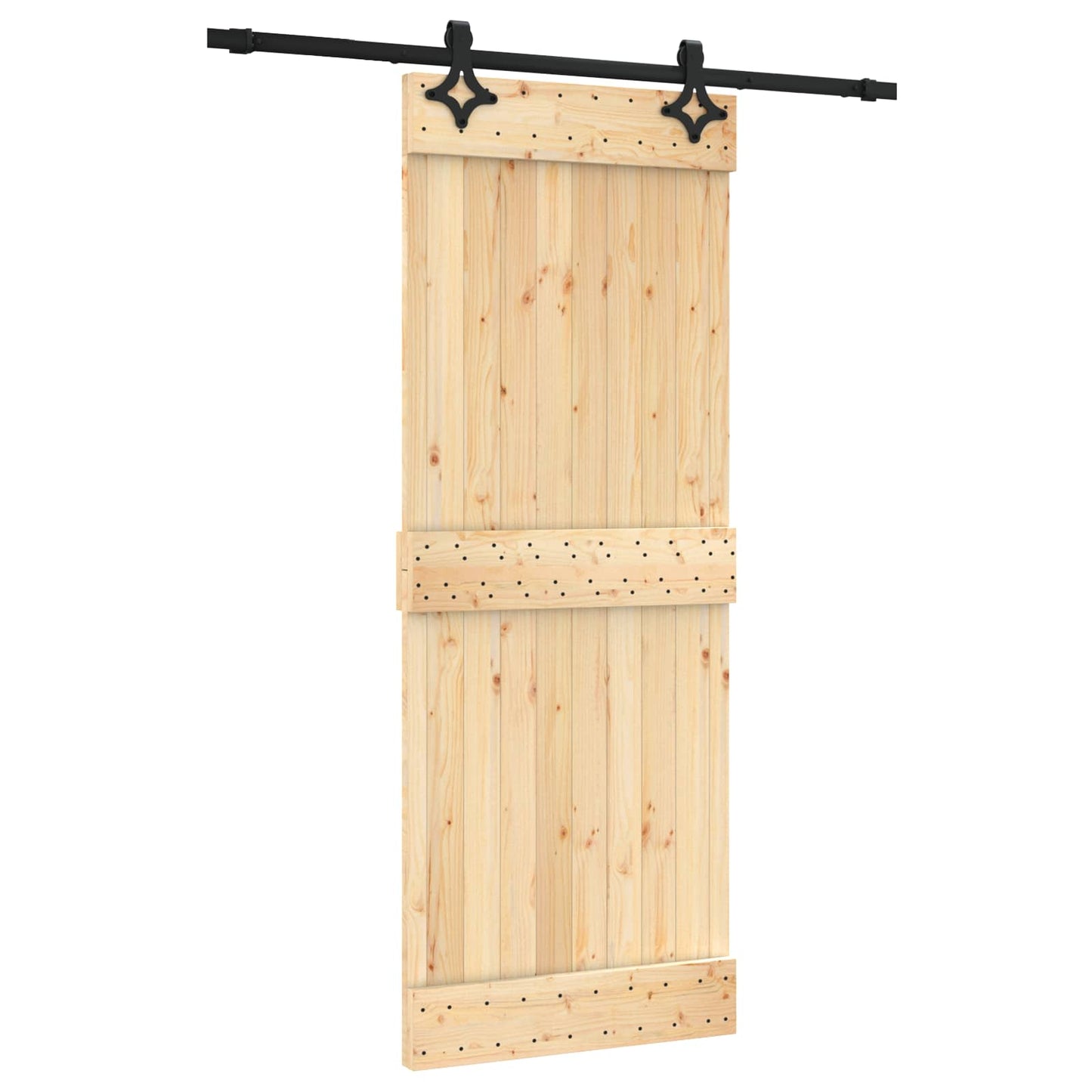 Csúszó ajtó Természetes és Fekete 80 x 210 cm Szilárd Fenyőfa