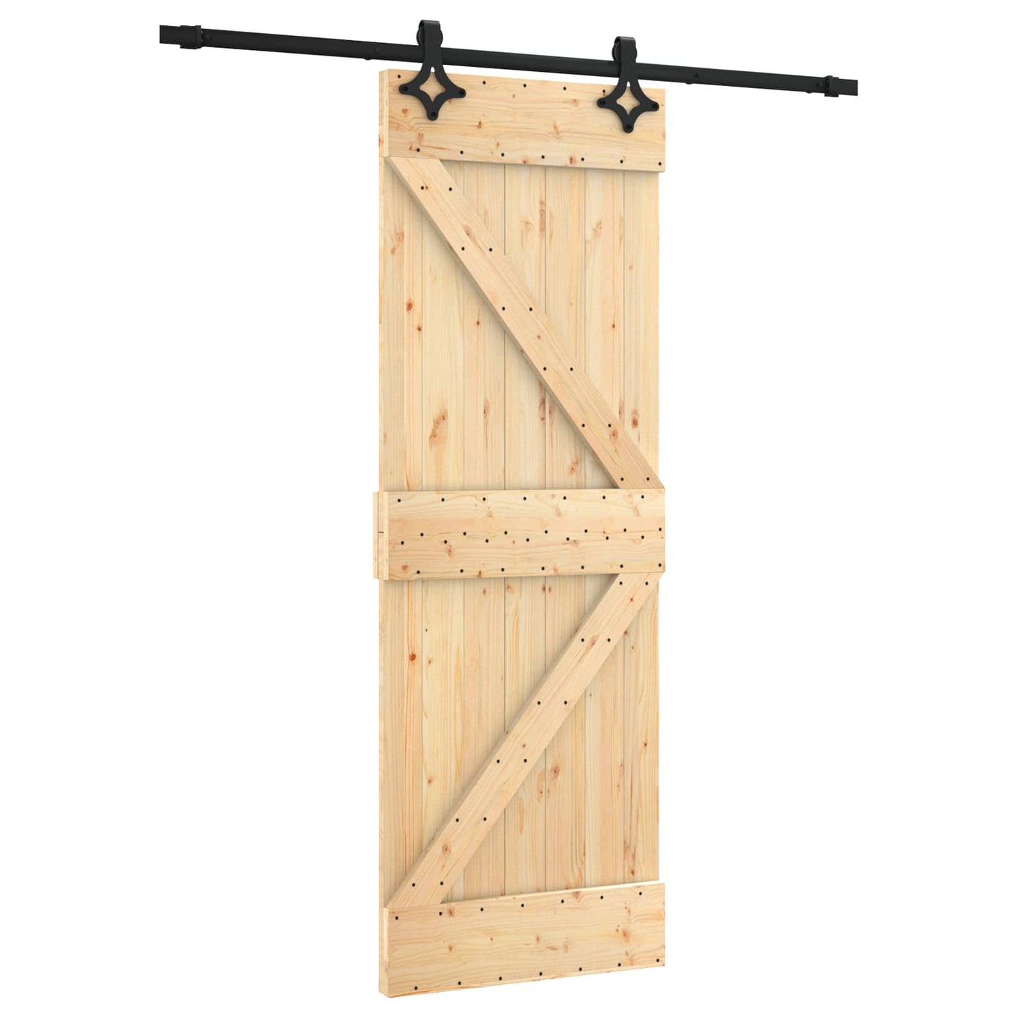 Csúszó ajtó Természetes és Fekete 70 x 210 cm Szilárd Fenyőfa