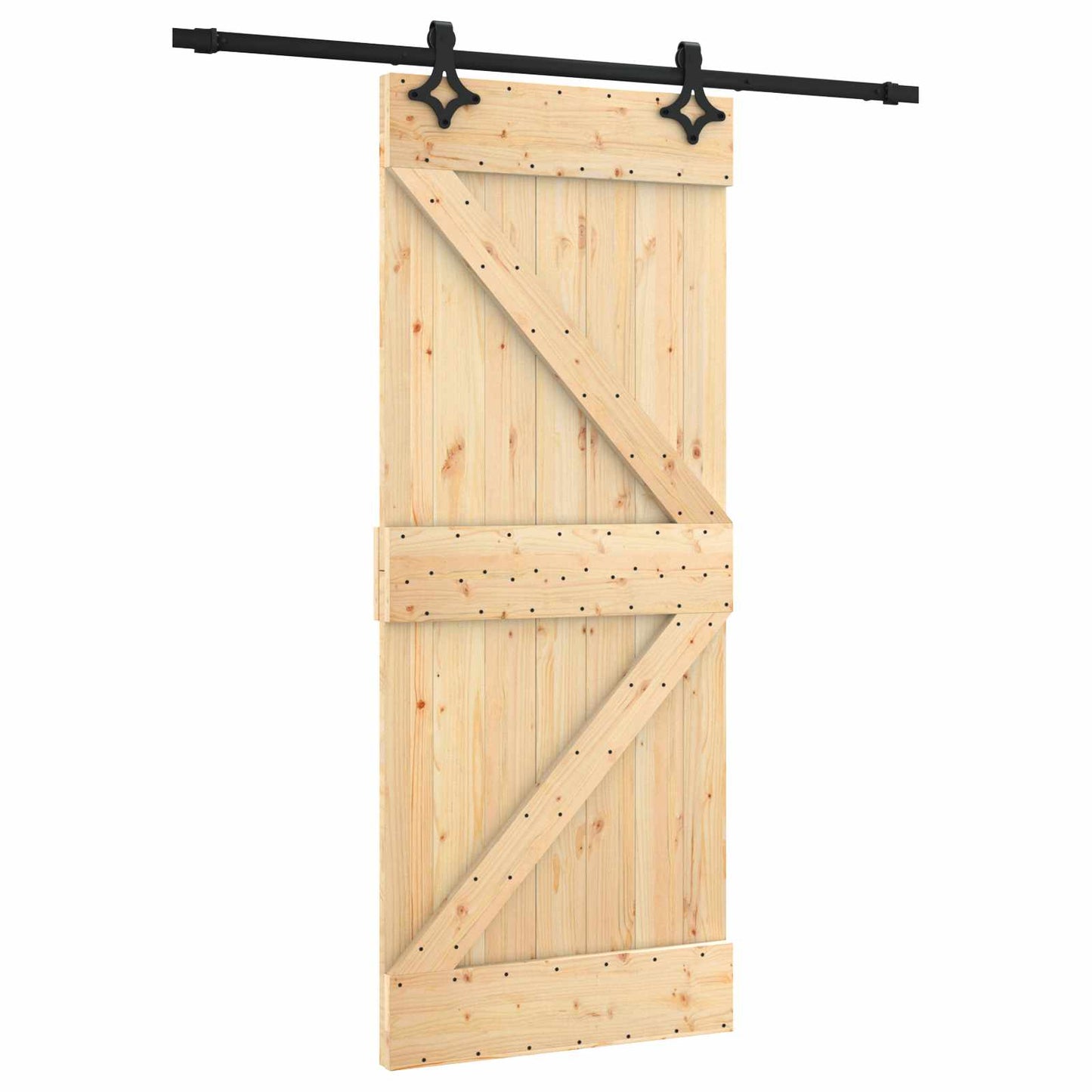 Csúszó ajtó Természetes és Fekete 85 x 210 cm Szilárd Fenyőfa