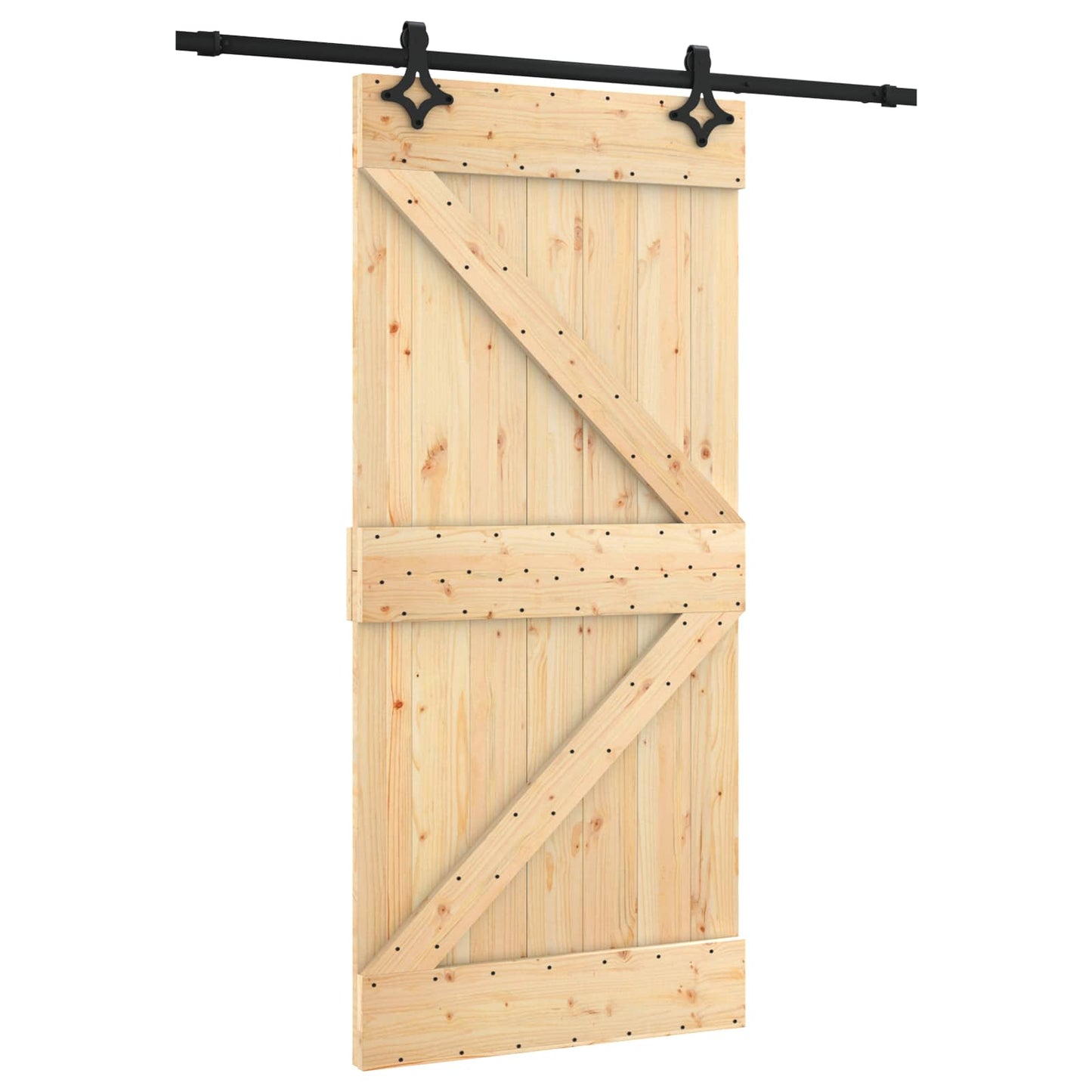 Csúszó ajtó Természetes és Fekete 95 x 210 cm Szilárd Fenyőfa