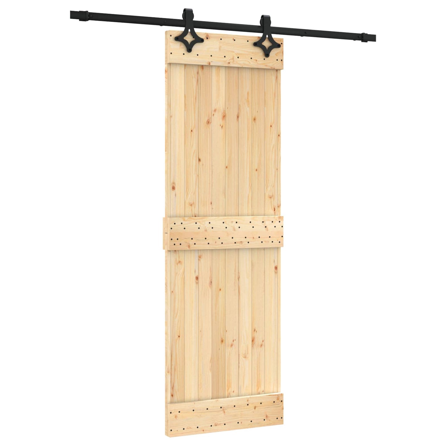 Csúszó ajtó Természetes és Fekete 70 x 210 cm Szilárd Fenyőfa