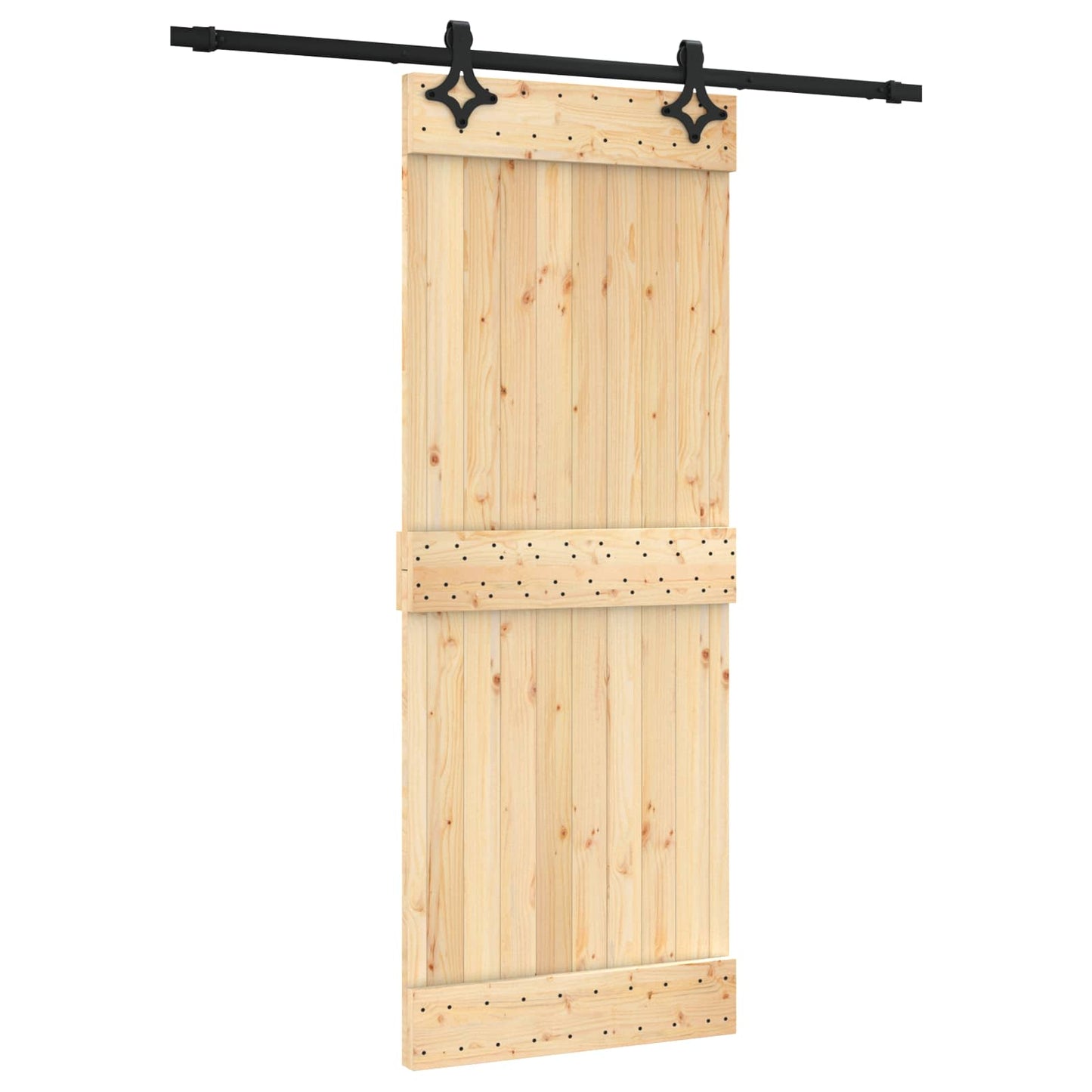 Csúszó ajtó Természetes és Fekete 80 x 210 cm Szilárd Fenyőfa
