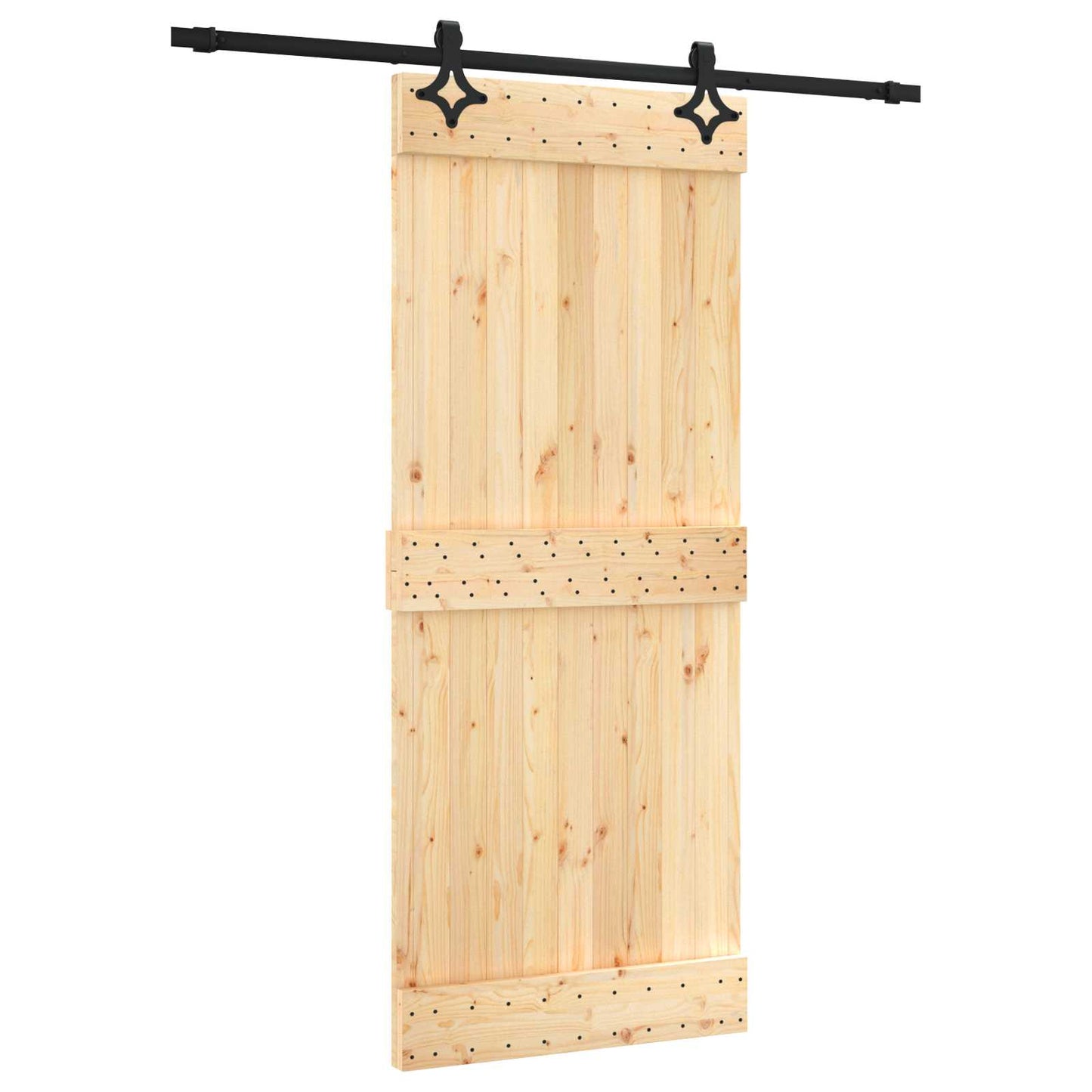 Csúszó ajtó Természetes és Fekete 85 x 210 cm Szilárd Fenyőfa