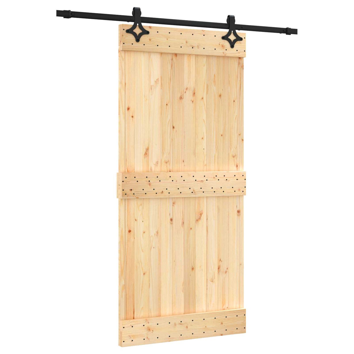 Csúszó ajtó Természetes és Fekete 95 x 210 cm Szilárd Fenyőfa