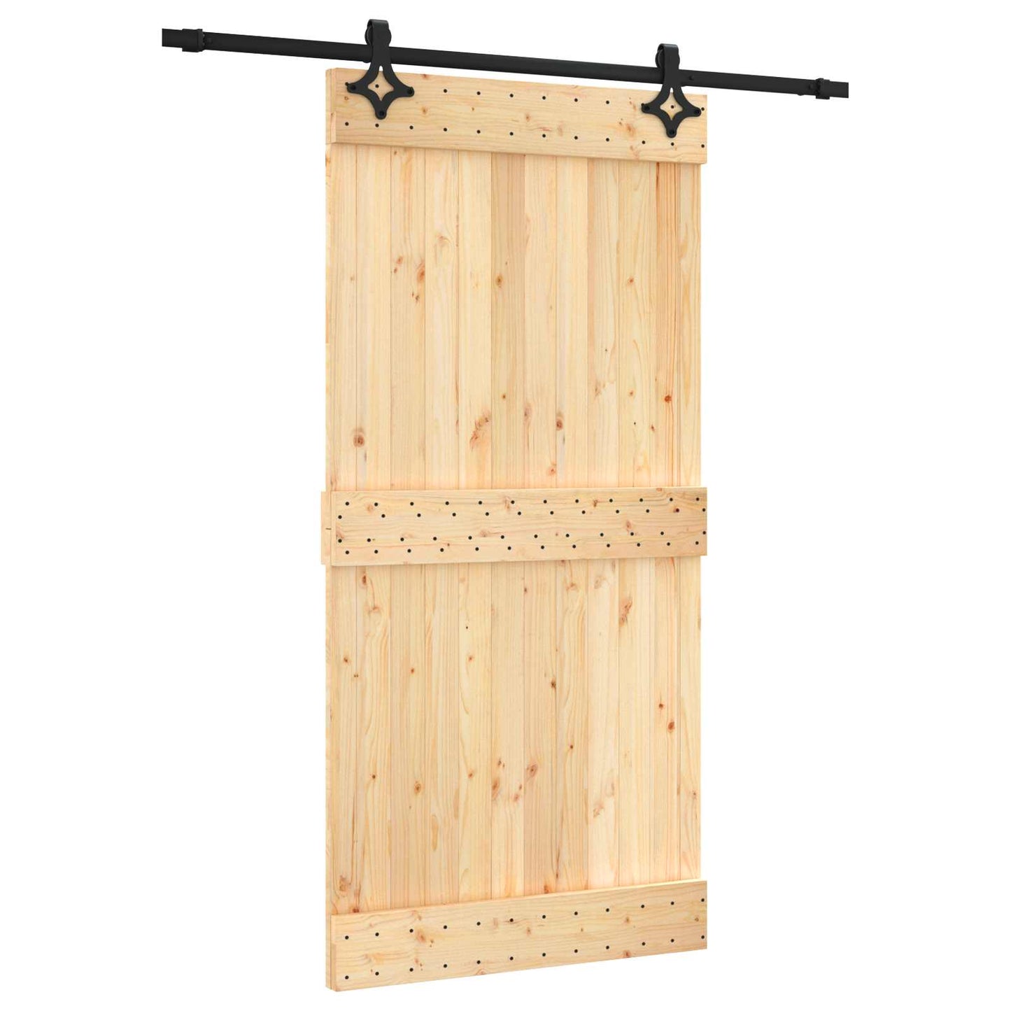 Csúszó ajtó Természetes és Fekete 100 x 210 cm Szilárd Fenyőfa