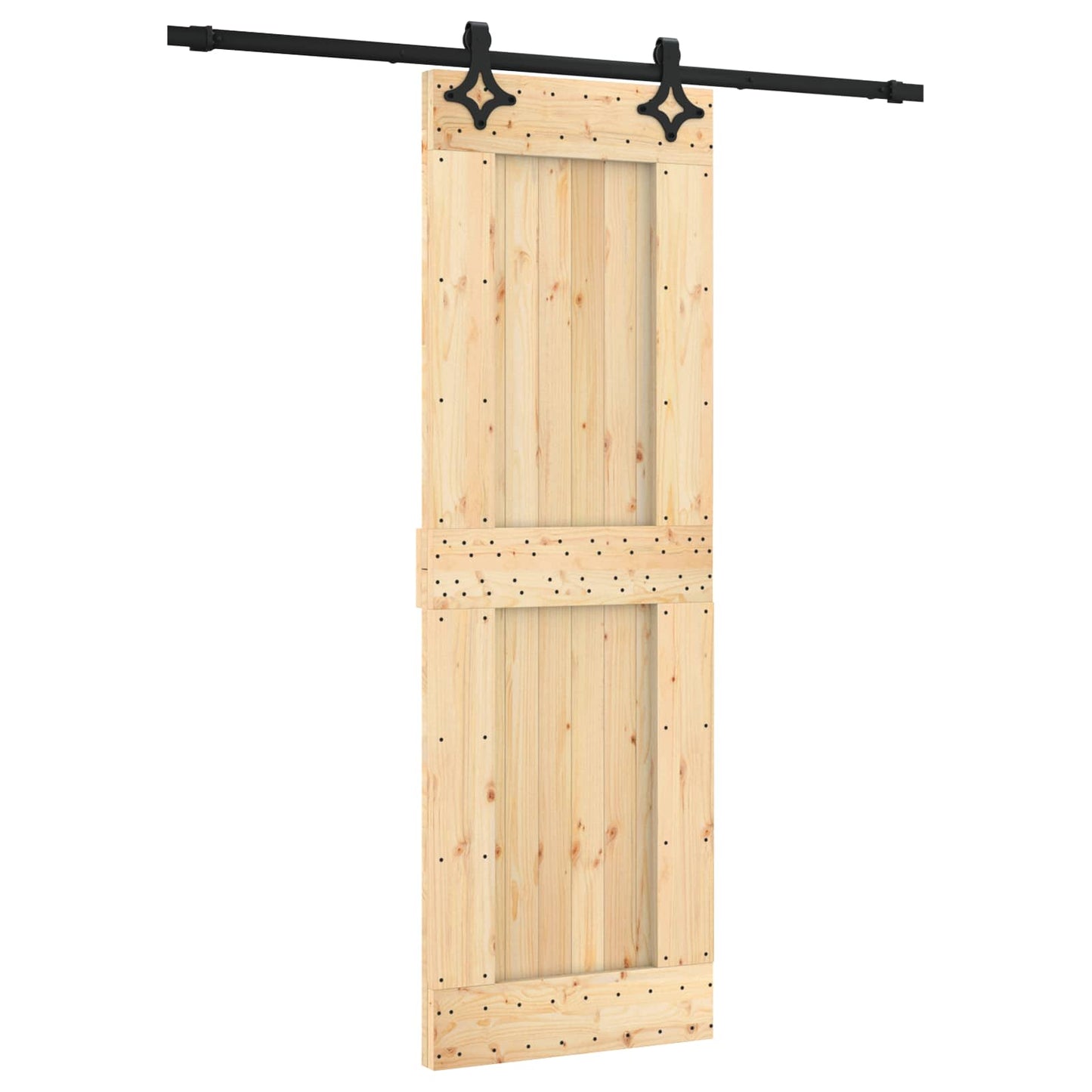 Csúszó ajtó Természetes és Fekete 70 x 210 cm Szilárd Fenyőfa