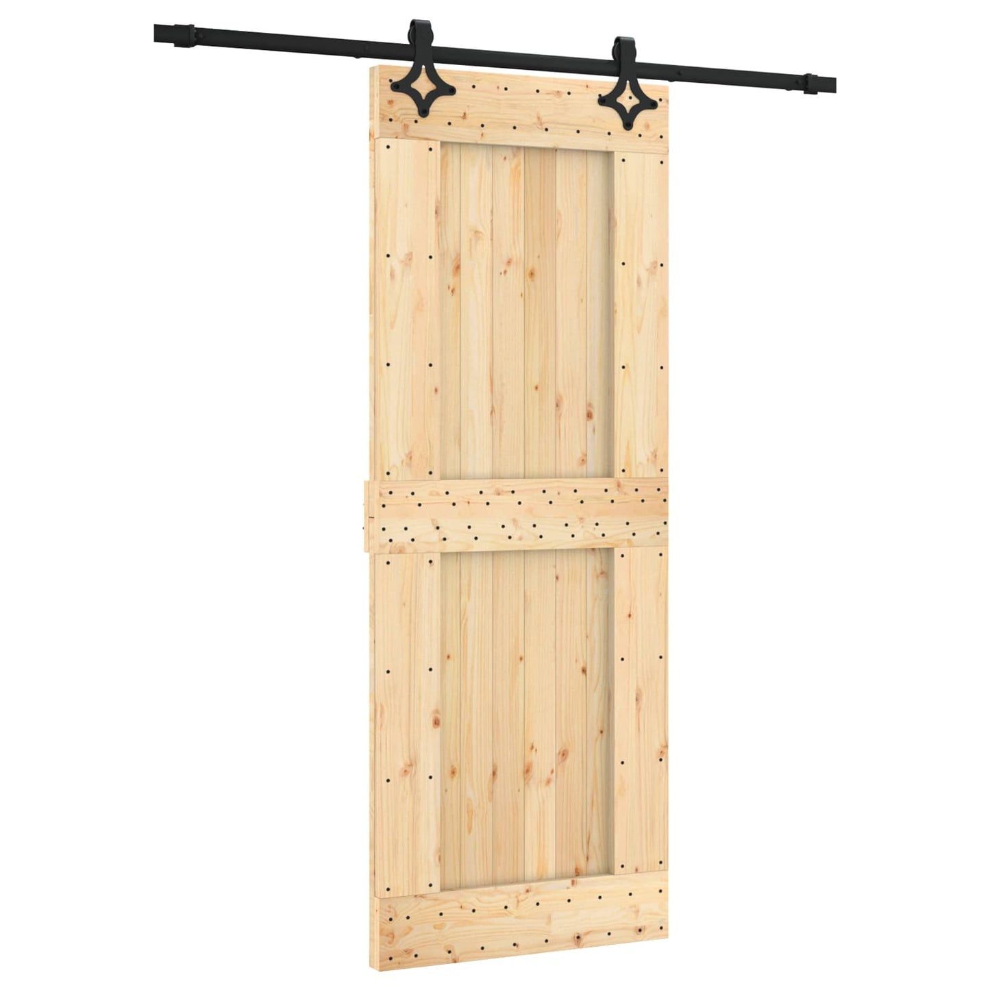 Csúszó ajtó Természetes és Fekete 80 x 210 cm Szilárd Fenyőfa