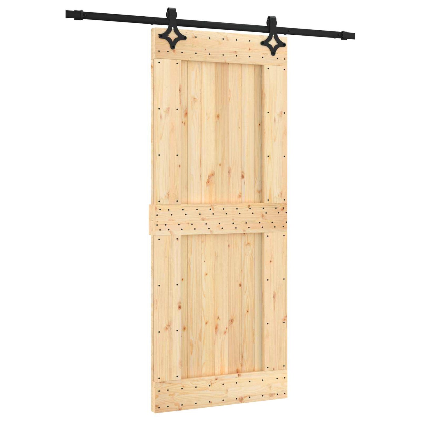 Csúszó ajtó Természetes és Fekete 85 x 210 cm Szilárd Fenyőfa