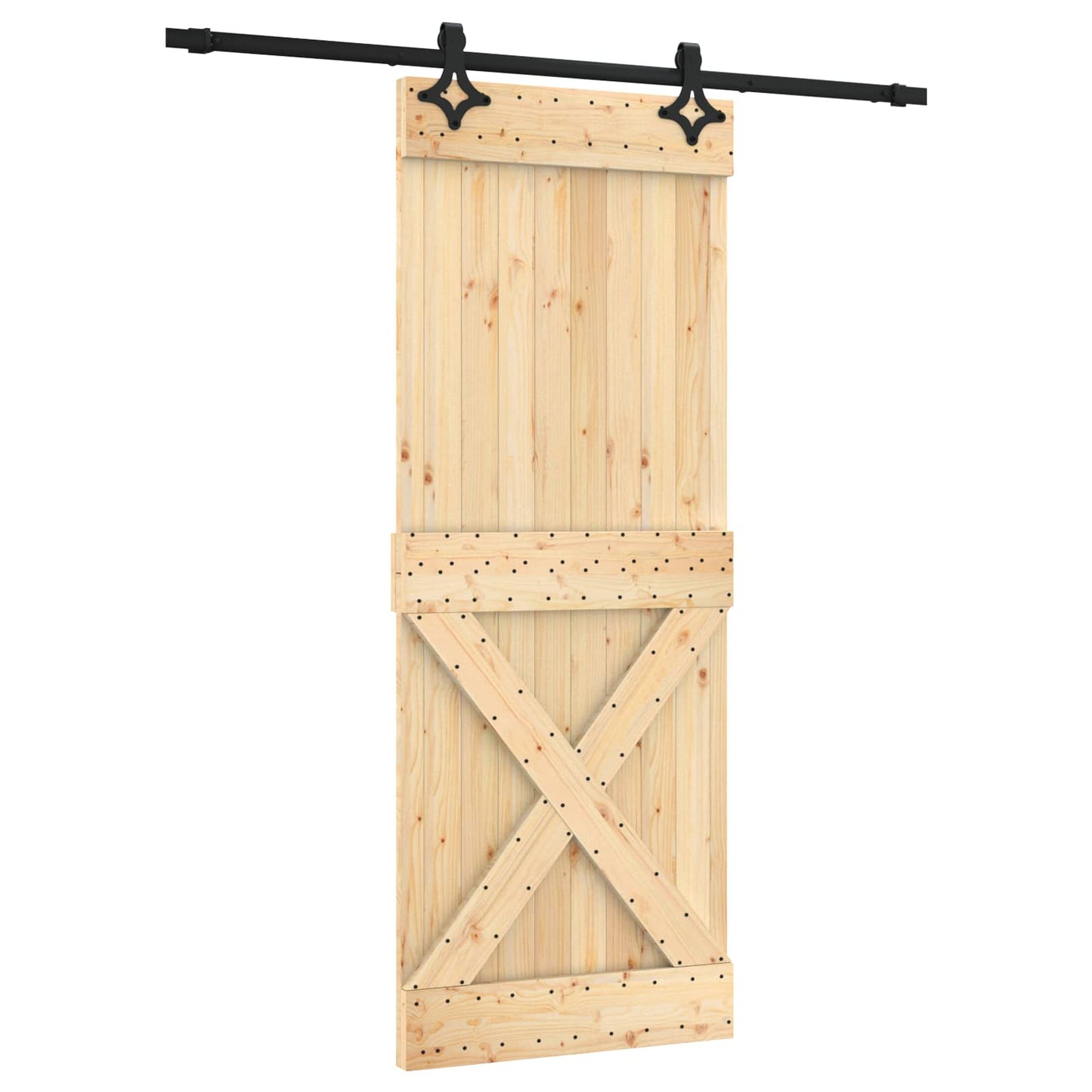 Csúszó ajtó Természetes és Fekete 80 x 210 cm Szilárd Fenyőfa