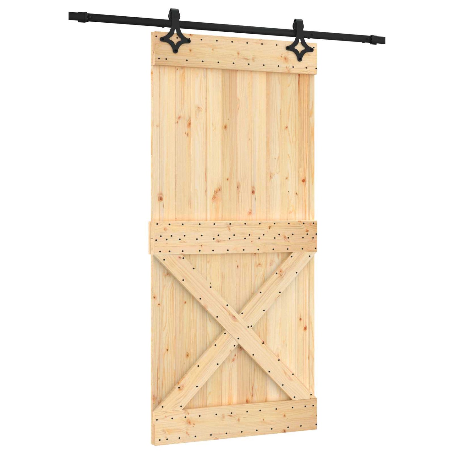 Csúszó ajtó Természetes és Fekete 95 x 210 cm Szilárd Fenyőfa