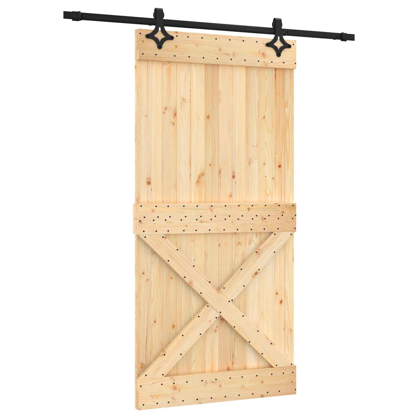 Csúszó ajtó Természetes és Fekete 100 x 210 cm Szilárd Fenyőfa