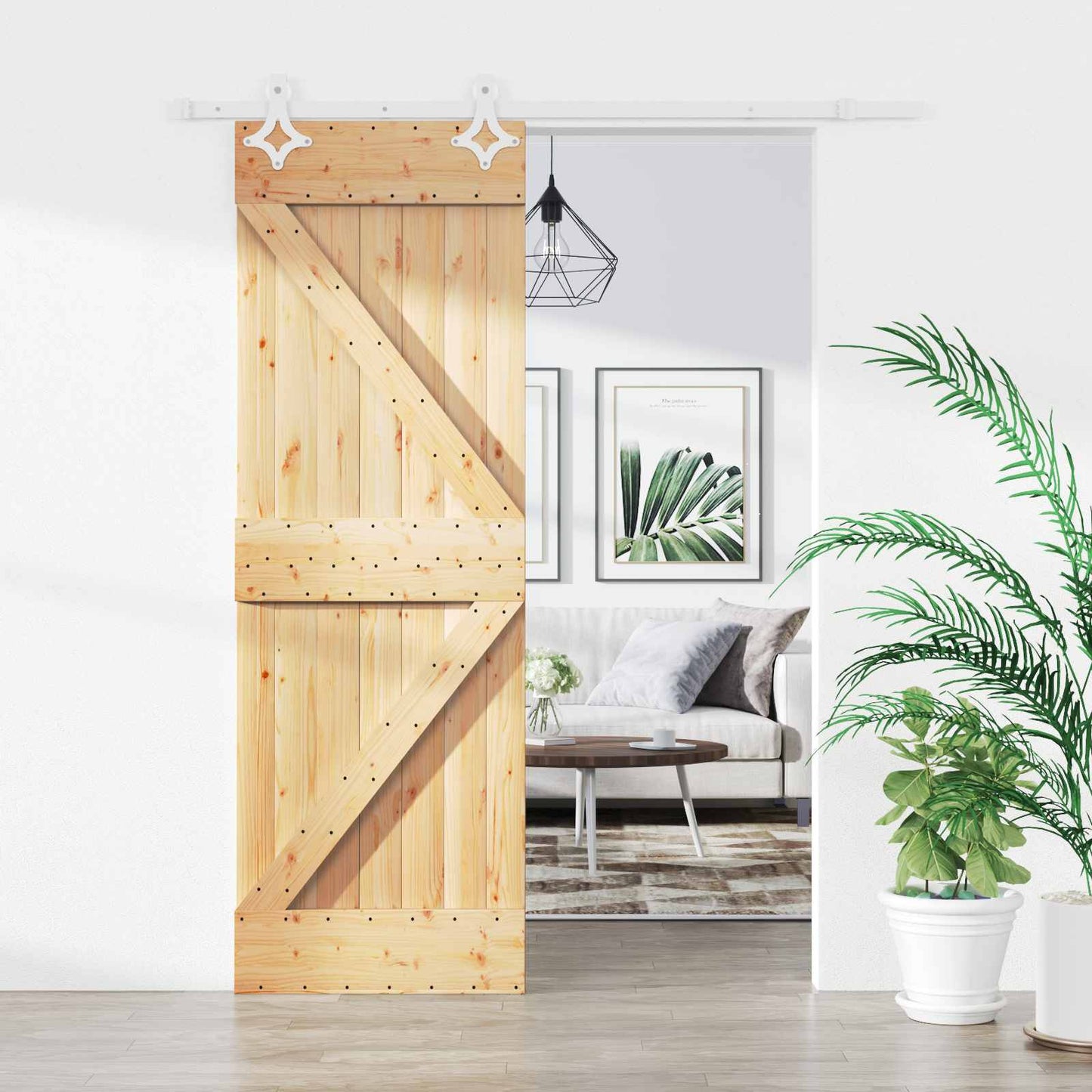 Csúszó ajtó Természetes és Fehér 70 x 210 cm Szilárd Fenyőfa