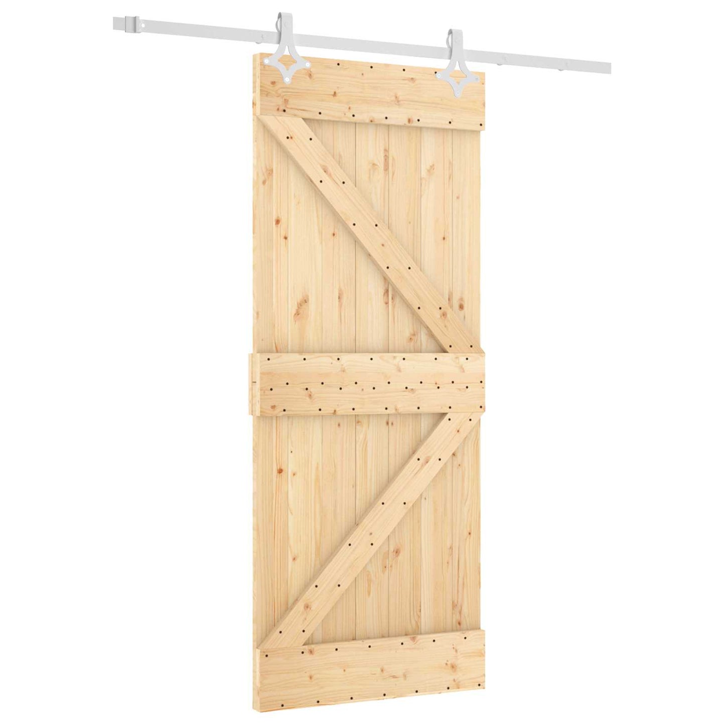 Csúszó ajtó Természetes és Fehér 85 x 210 cm Szilárd Fenyőfa