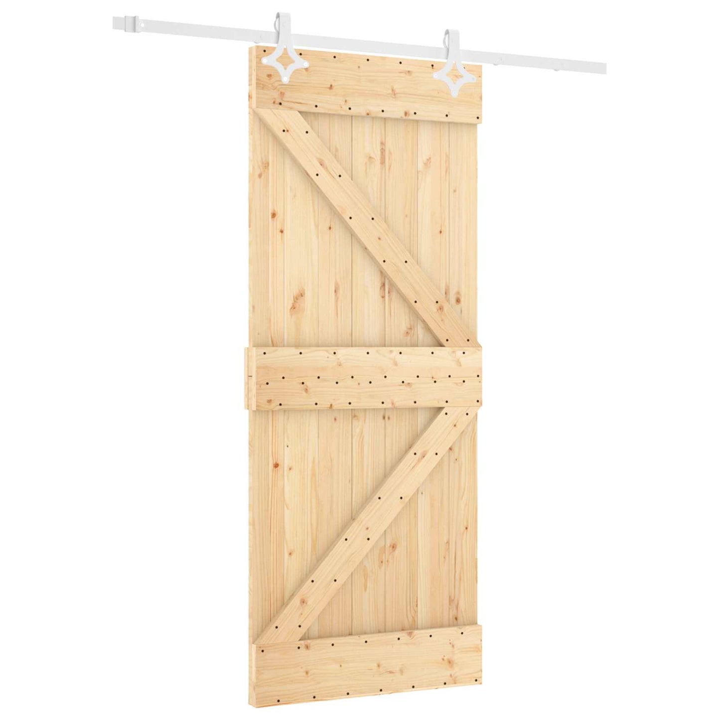 Csúszó ajtó Természetes és Fehér 80 x 210 cm Tömör Fenyőfa