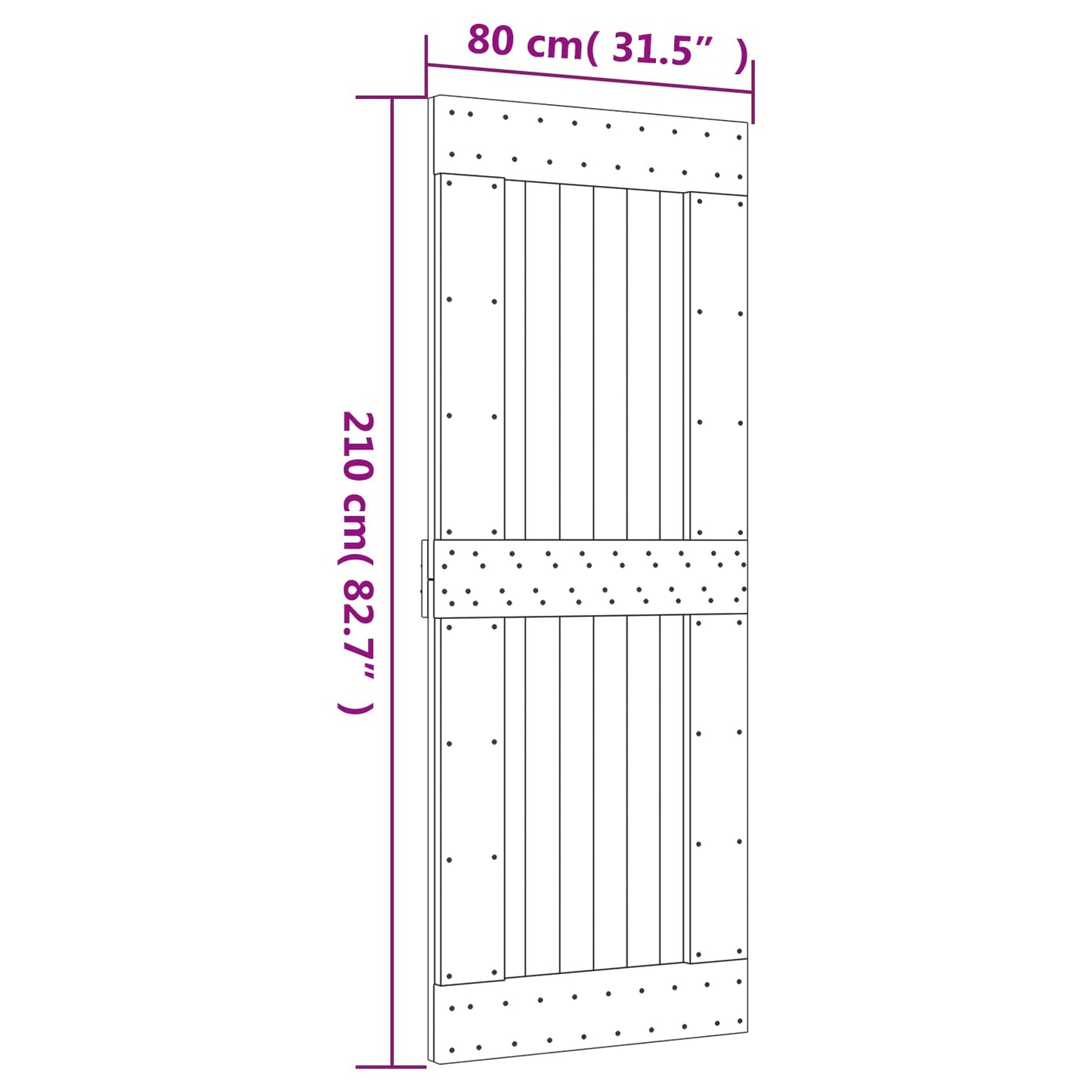 Csúszó ajtó Természetes és Fehér 80 x 210 cm Szilárd Fenyőfa