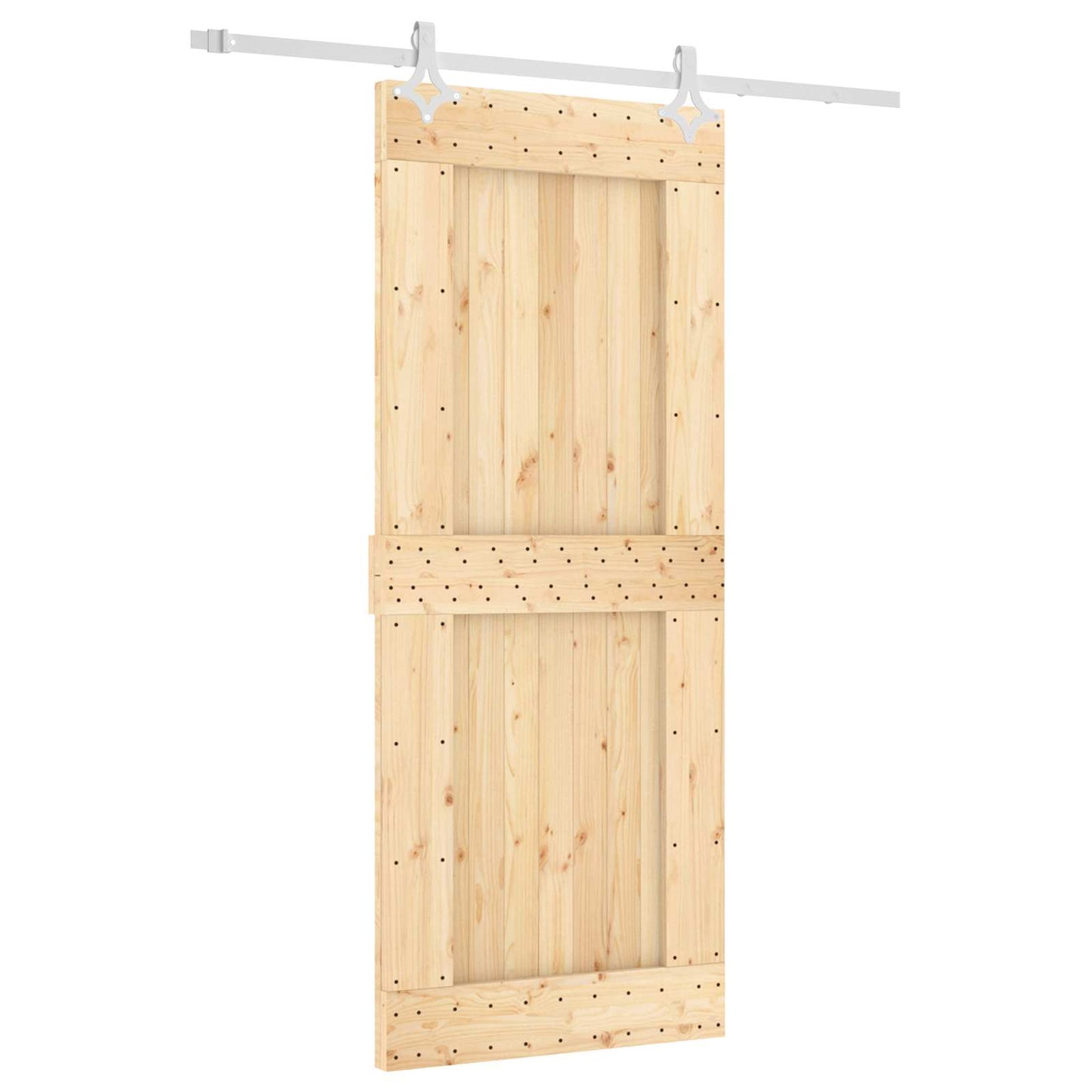 Csúszó ajtó Természetes és Fehér 85 x 210 cm Szilárd Fenyőfa
