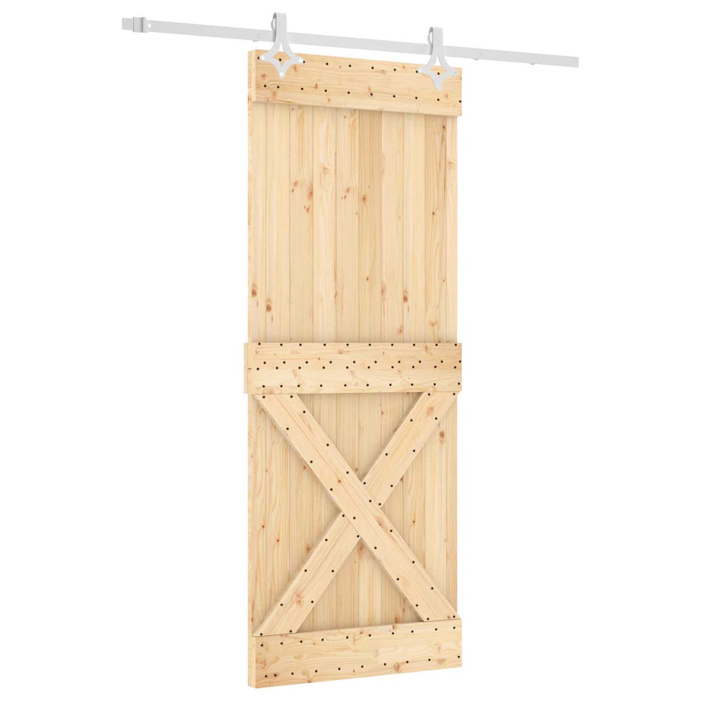 Csúszó ajtó Természetes és Fehér 80 x 210 cm Szilárd Fenyőfa