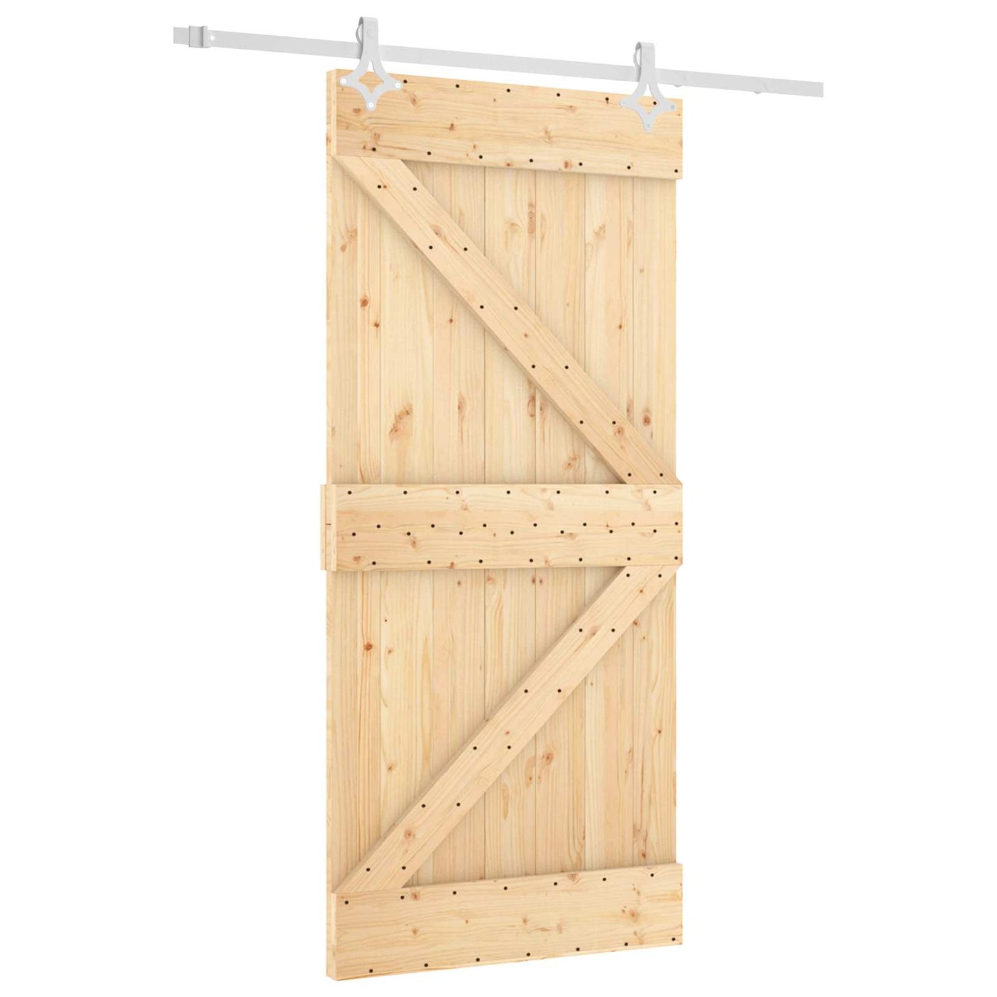 Csúszó ajtó Természetes és Fehér 95 x 210 cm Szilárd Fenyőfa