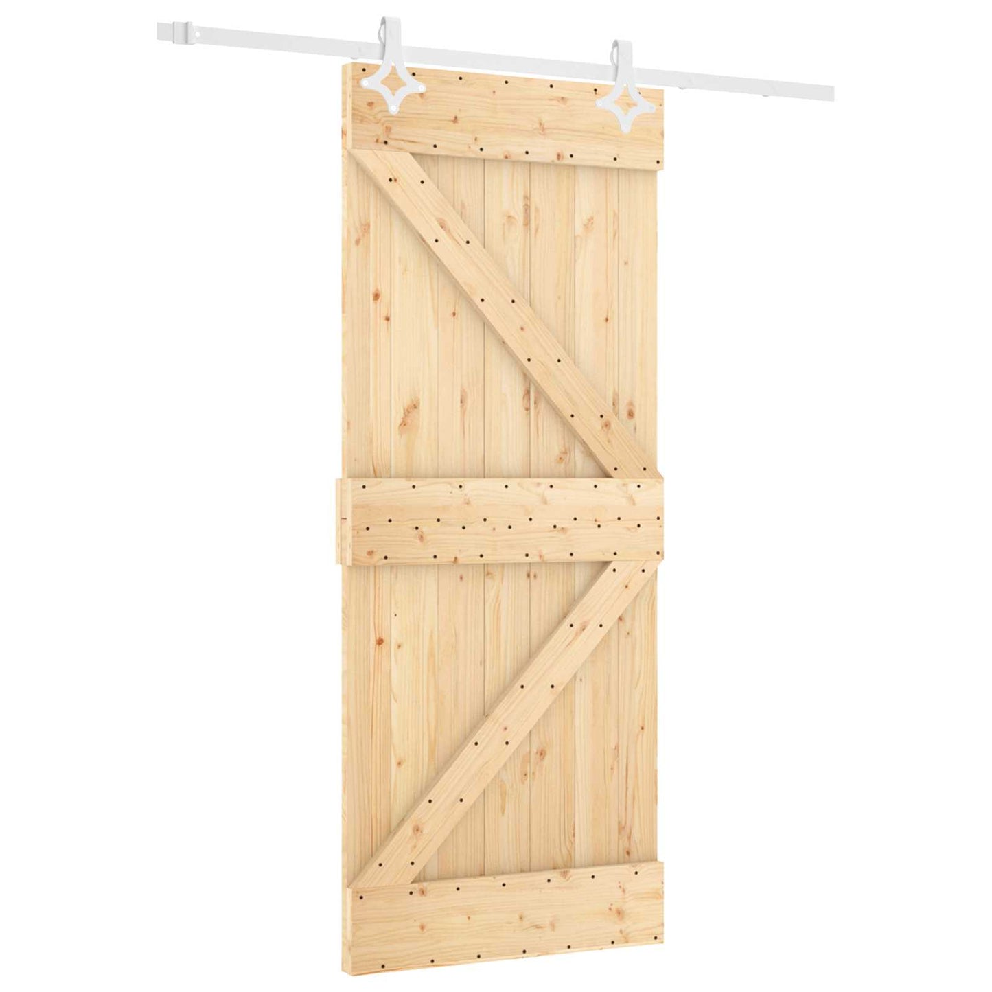 Csúszó ajtó Természetes és Fehér 80 x 210 cm Tömör Fenyőfa