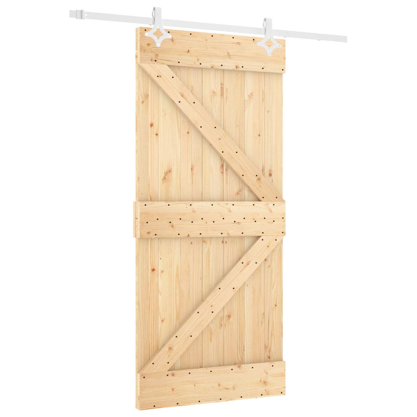Csúszó ajtó Természetes és Fehér 90 x 210 cm Tömör Fenyőfa