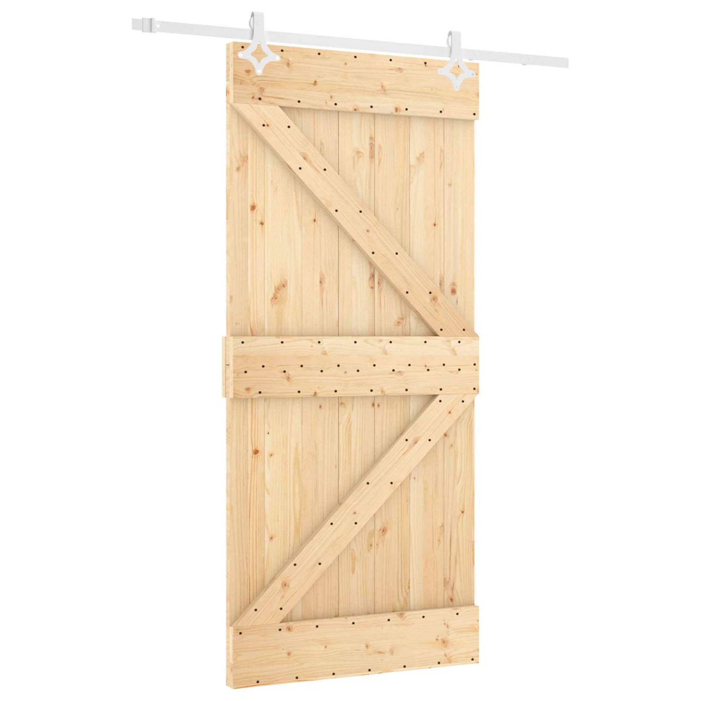 Csúszó ajtó Természetes és Fehér 100 x 210 cm Tömör Fenyőfa
