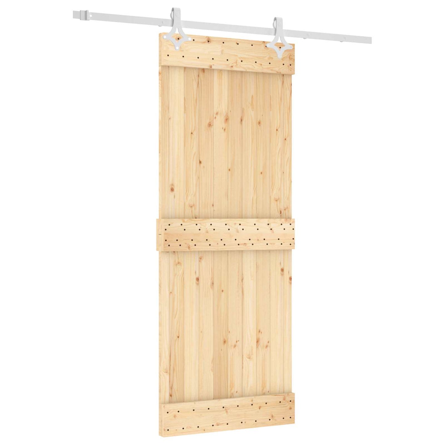 Csúszó ajtó Természetes és Fehér 80 x 210 cm Szilárd Fenyőfa