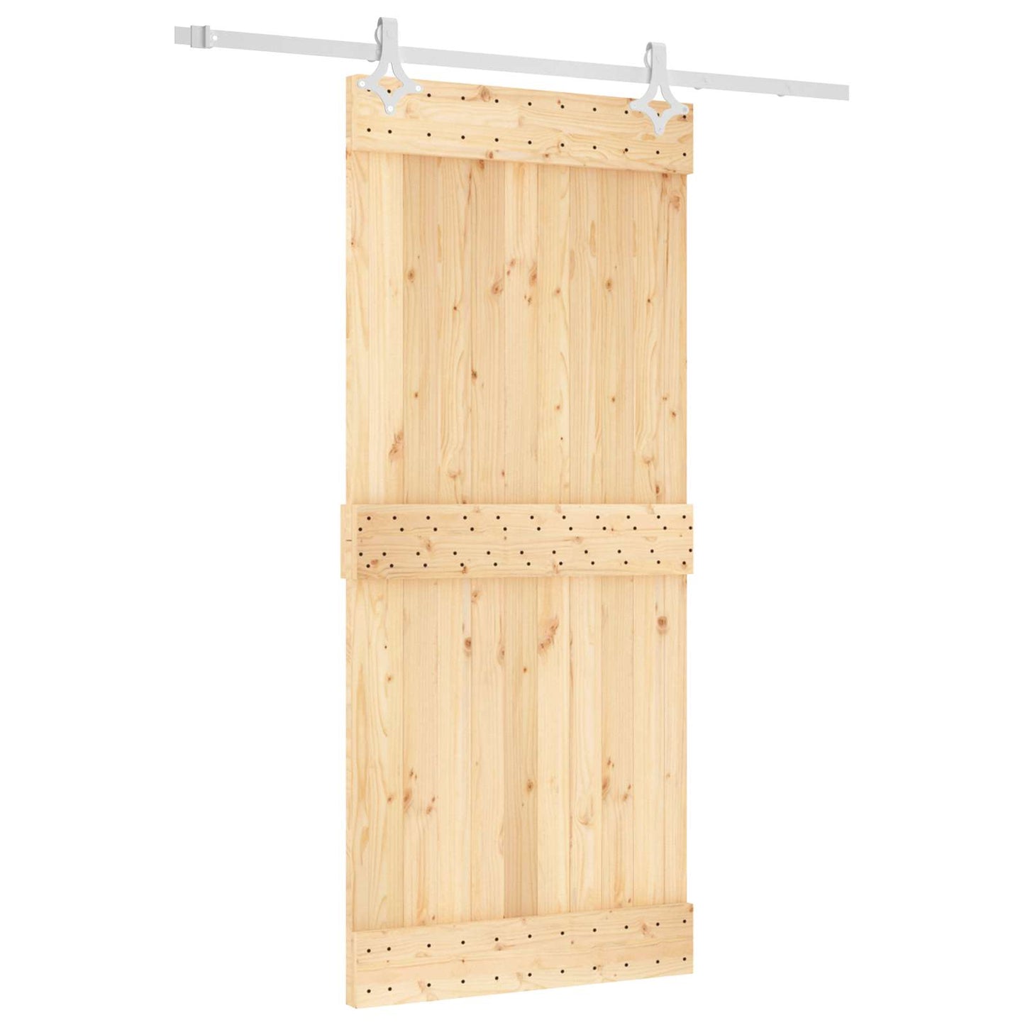 Csúszó ajtó Természetes és Fehér 90 x 210 cm Szilárd Fenyőfa
