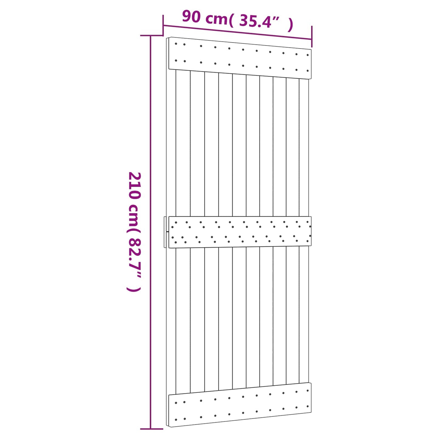 Csúszó ajtó Természetes és Fehér 90 x 210 cm Szilárd Fenyőfa