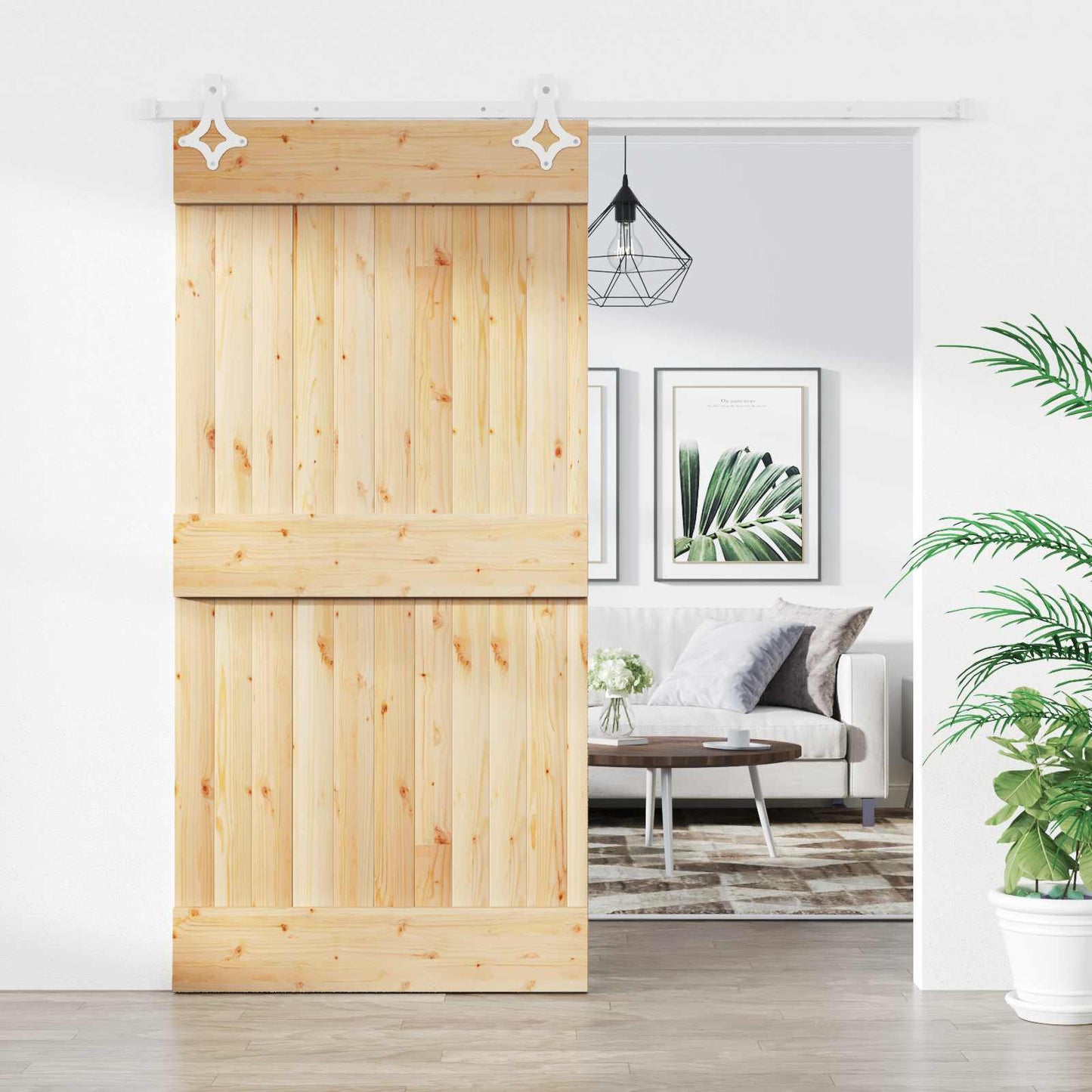 Csúszó ajtó Természetes és Fehér 100 x 210 cm Szilárd Fenyőfa