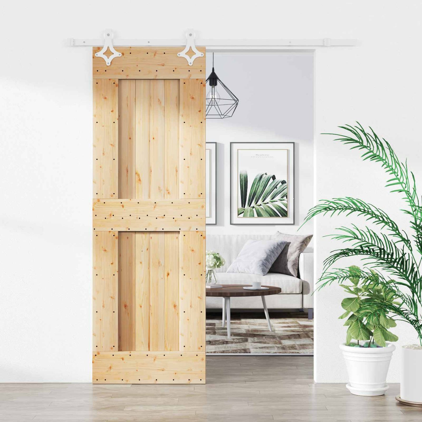 Csúszó ajtó Természetes és Fehér 70 x 210 cm Szilárd Fenyőfa