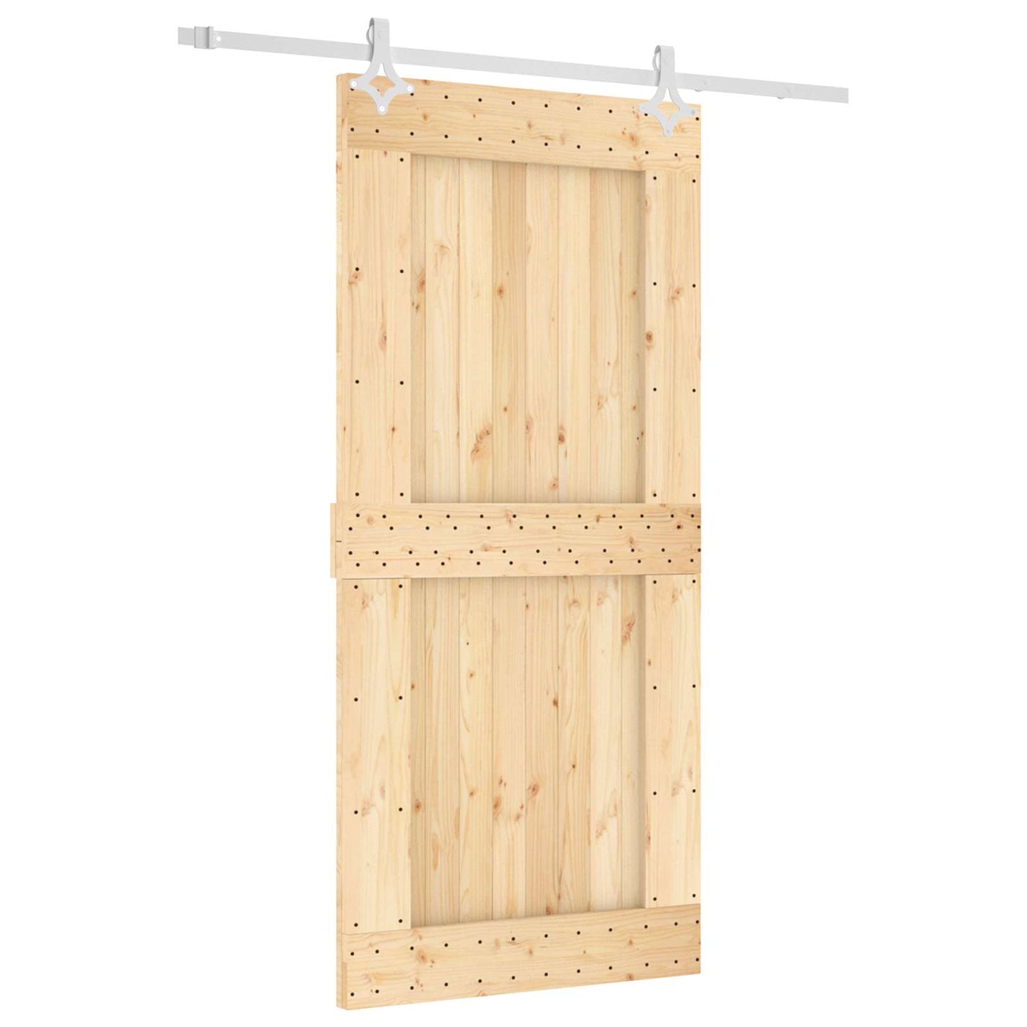 Csúszó ajtó Természetes és Fehér 95 x 210 cm Szilárd Fenyőfa
