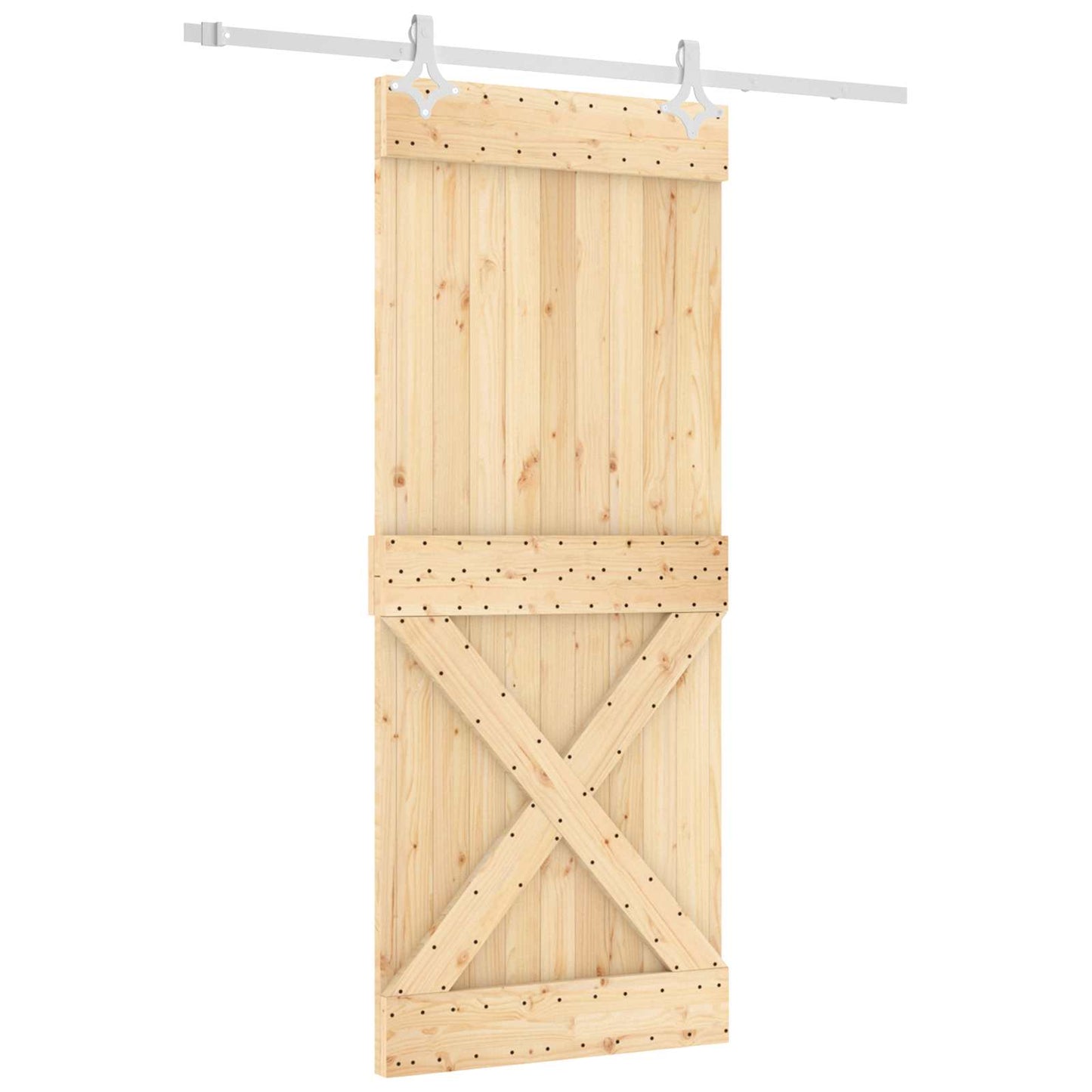 Csúszó ajtó Természetes és Fehér 85 x 210 cm Szilárd Fenyőfa