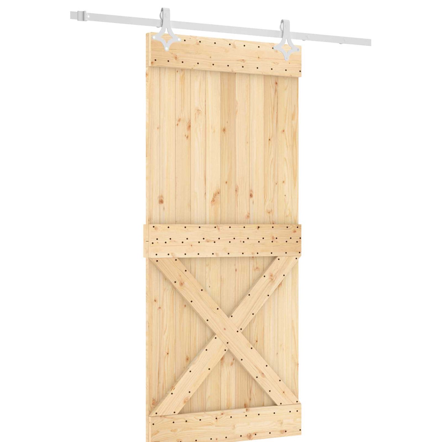 Csúszó ajtó Természetes és Fehér 90 x 210 cm Szilárd Fenyőfa