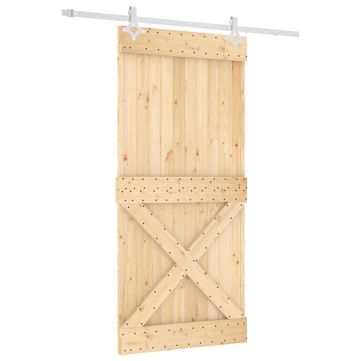 Csúszó ajtó Természetes és Fehér 95 x 210 cm Szilárd Fenyőfa