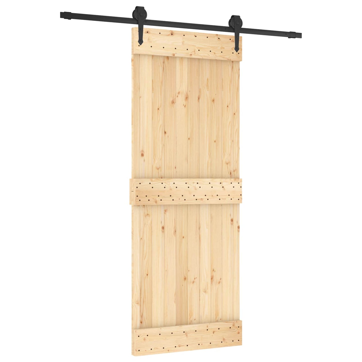 Csúszó ajtó Természetes és Fekete 80 x 210 cm Szilárd Fenyőfa