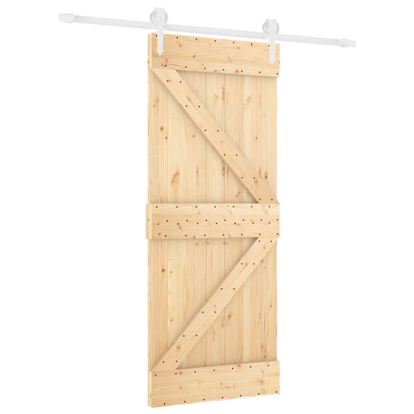 Csúszó ajtó Természetes és Fehér 85 x 210 cm Szilárd Fenyőfa
