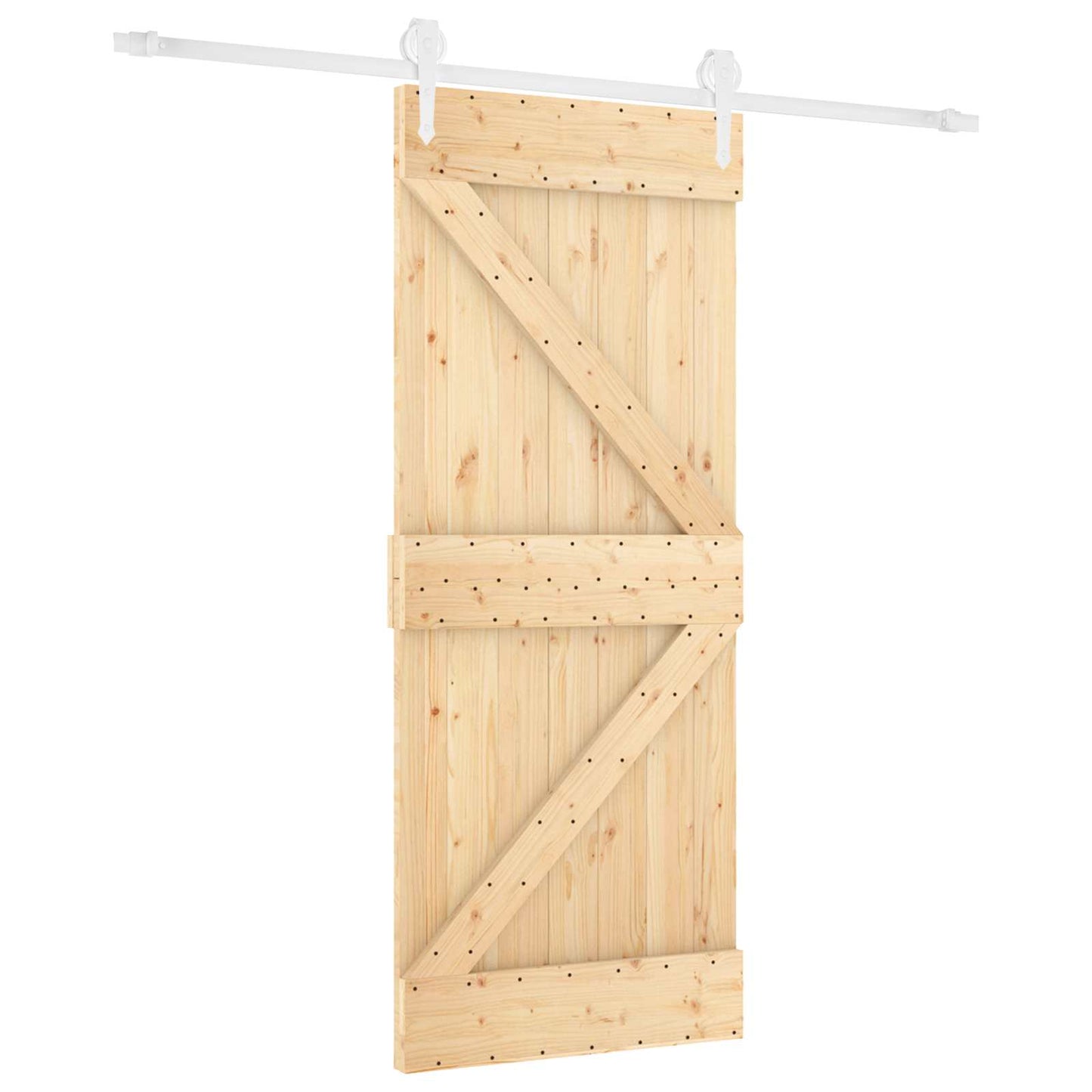 Csúszó ajtó Természetes és Fehér 80 x 210 cm Tömör Fenyőfa