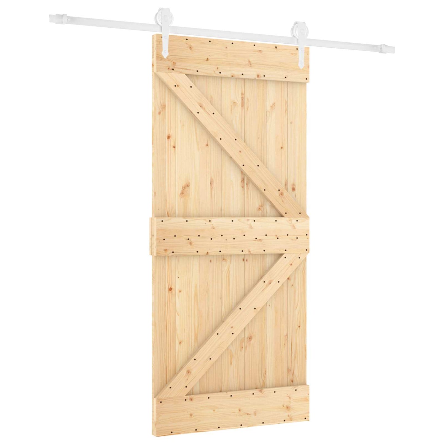 Csúszó ajtó Természetes és Fehér 90 x 210 cm Tömör Fenyőfa