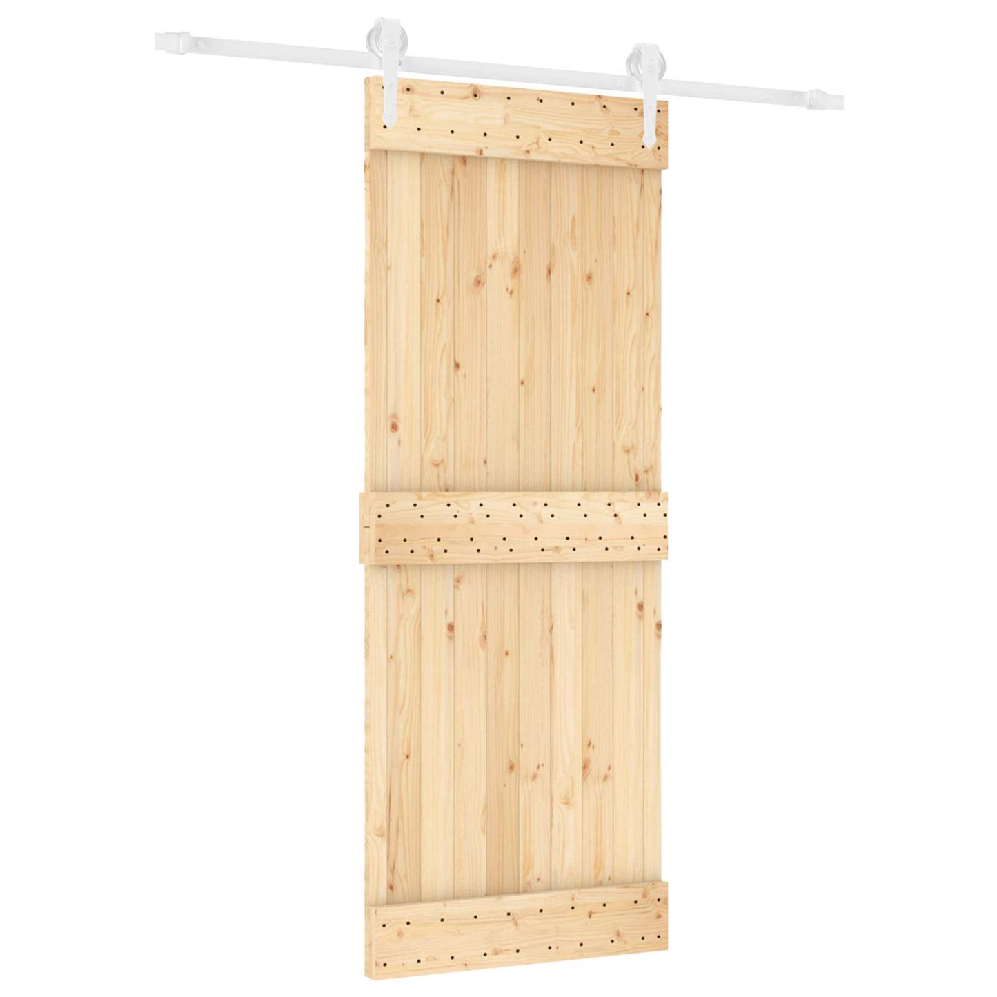 Csúszó ajtó Természetes és Fehér 80 x 210 cm Szilárd Fenyőfa