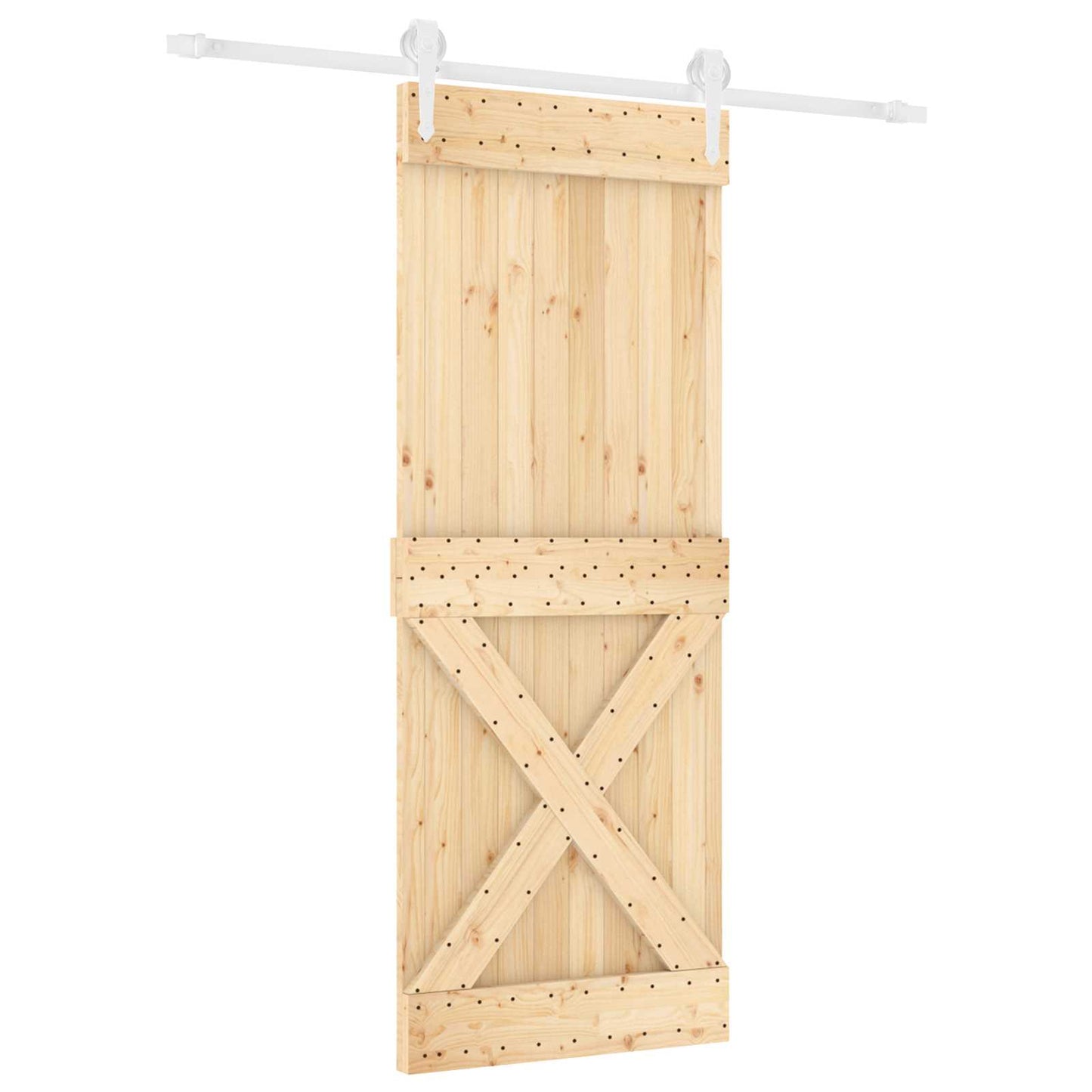 Csúszó ajtó Természetes és Fehér 80 x 210 cm Szilárd Fenyőfa
