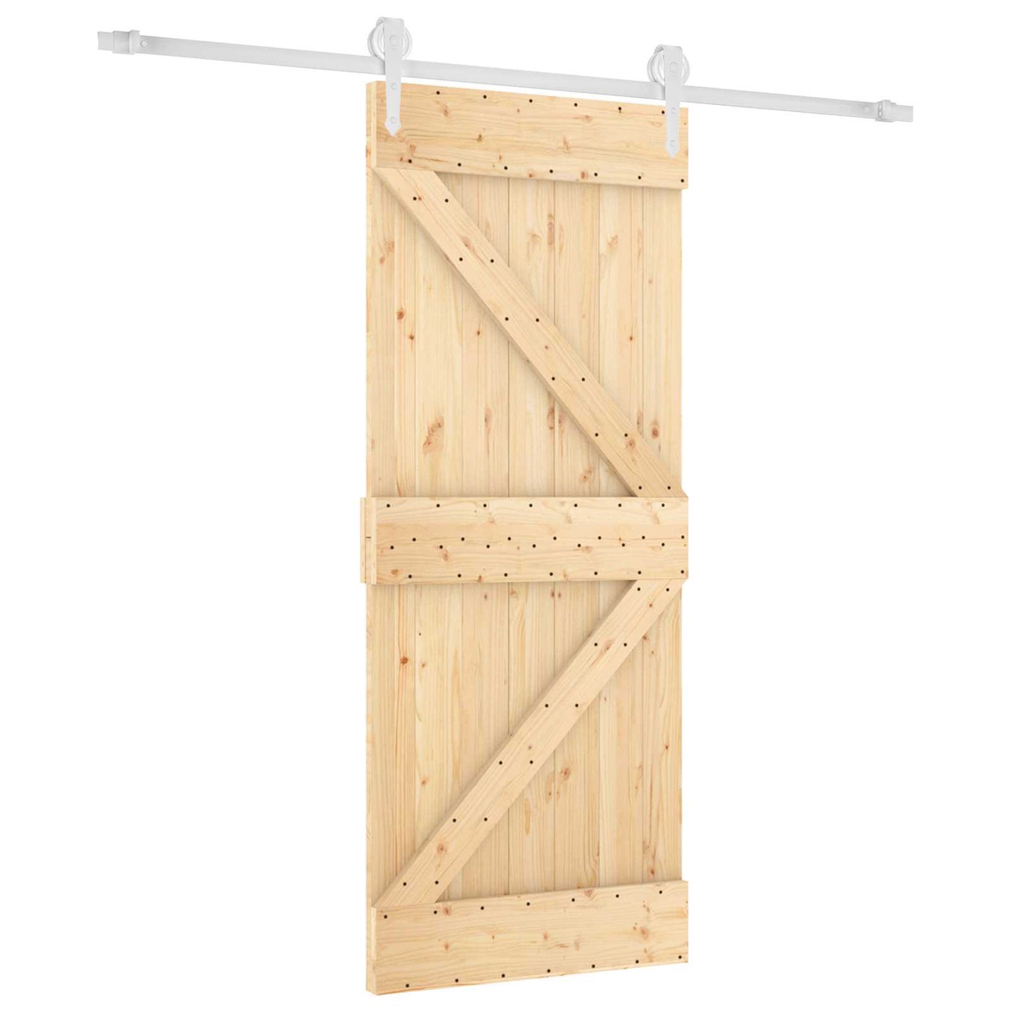 Csúszó ajtó Természetes és Fehér 85 x 210 cm Szilárd Fenyőfa