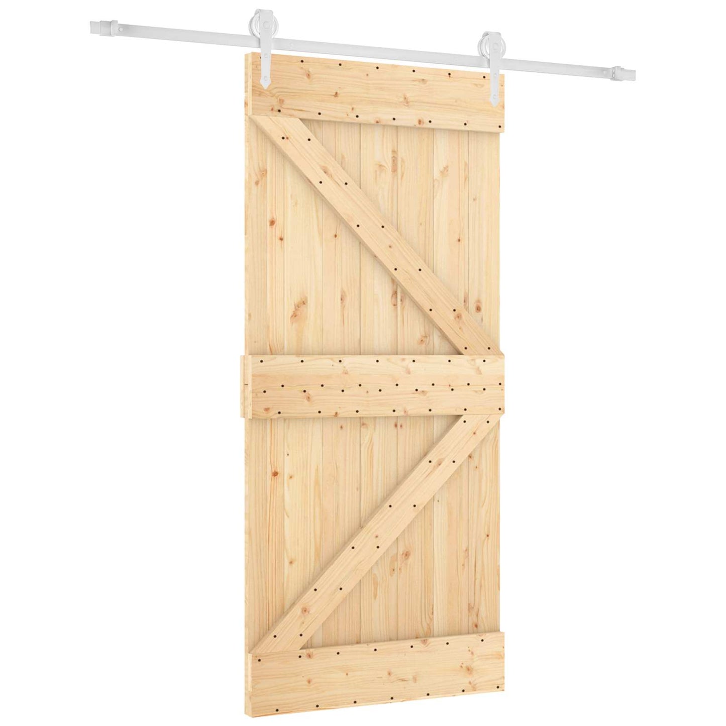 Csúszó ajtó Természetes és Fehér 95 x 210 cm Szilárd Fenyőfa