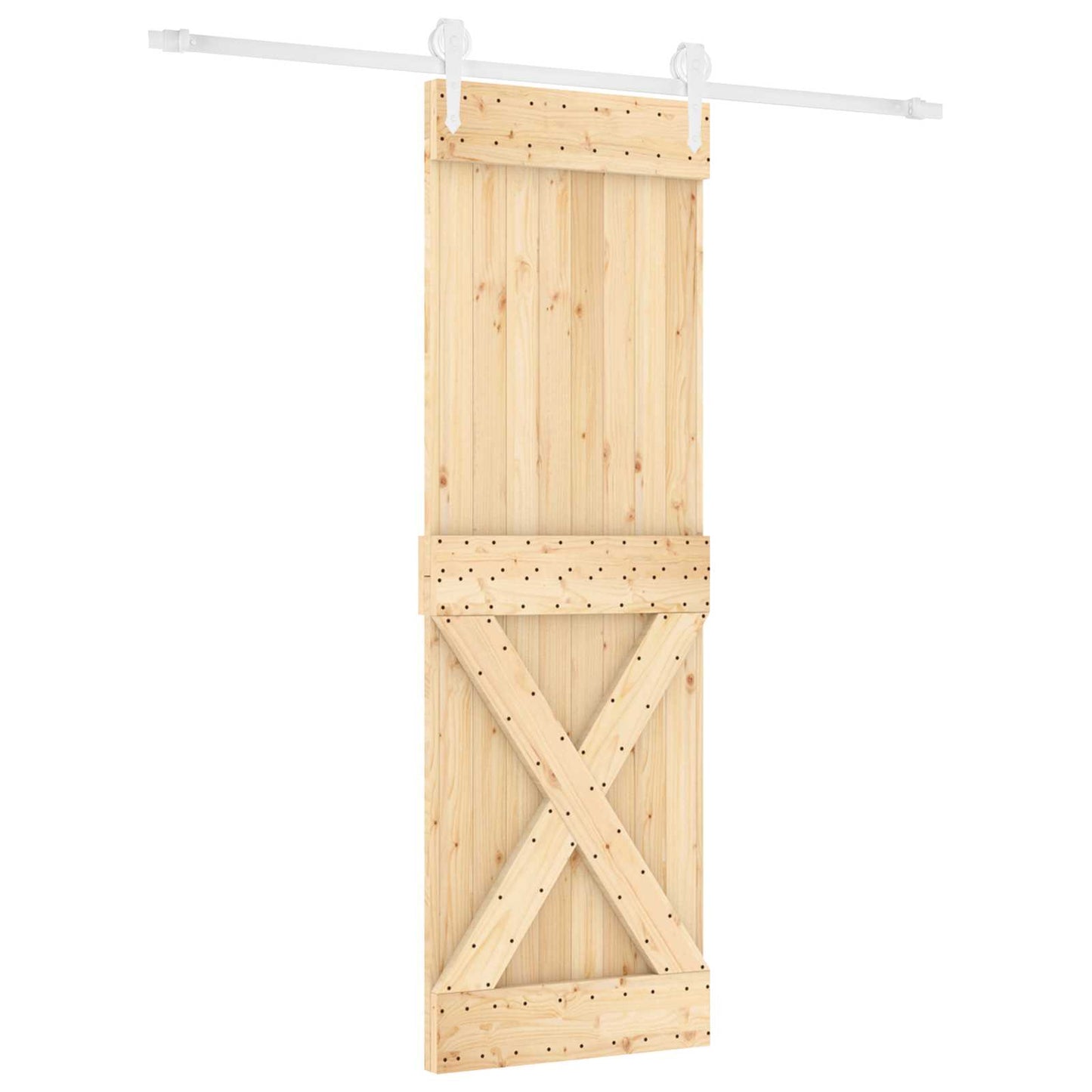 Csúszó ajtó Természetes és Fehér 80 x 210 cm Tömör Fenyőfa