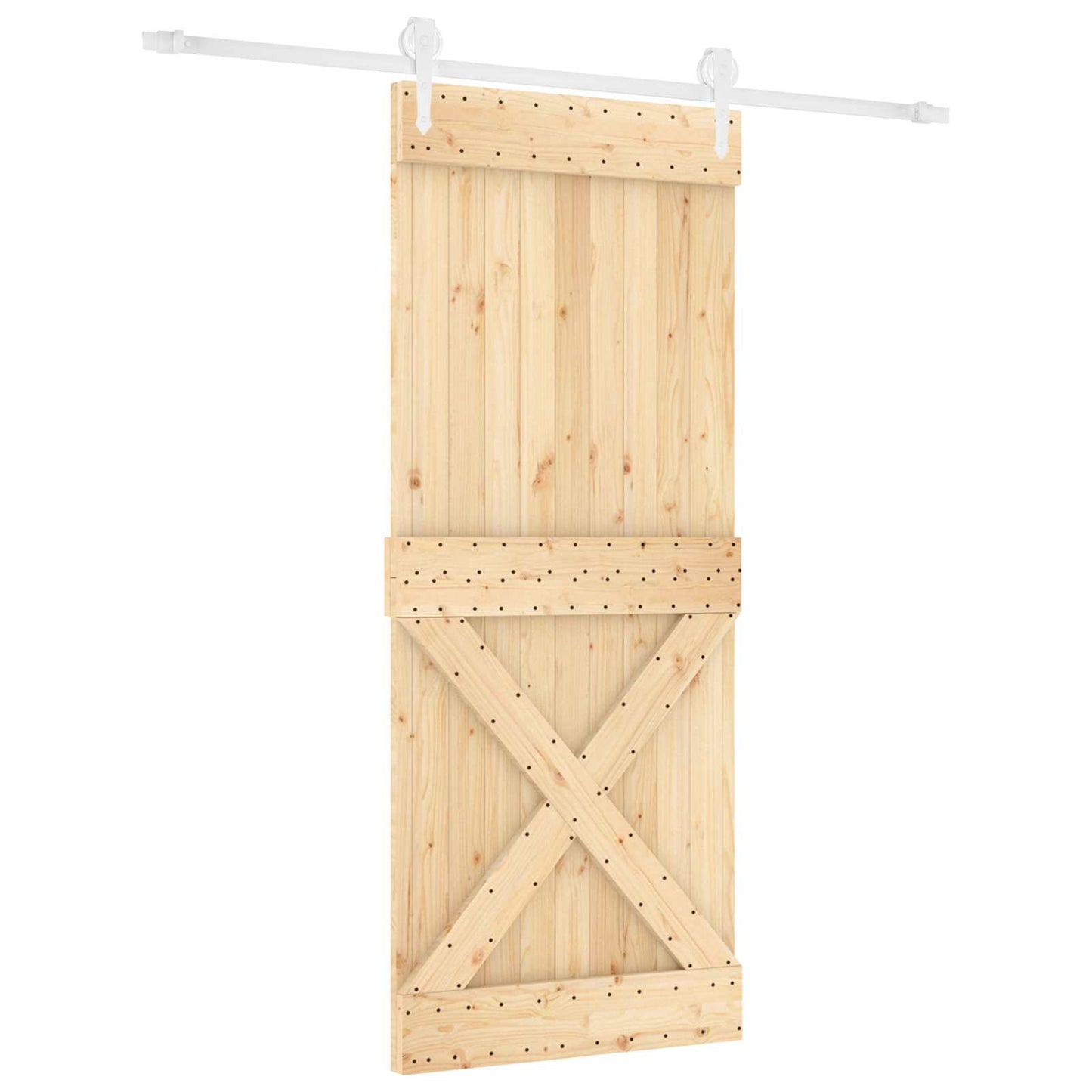 Csúszó ajtó Természetes és Fehér 100 x 210 cm Tömör Fenyőfa