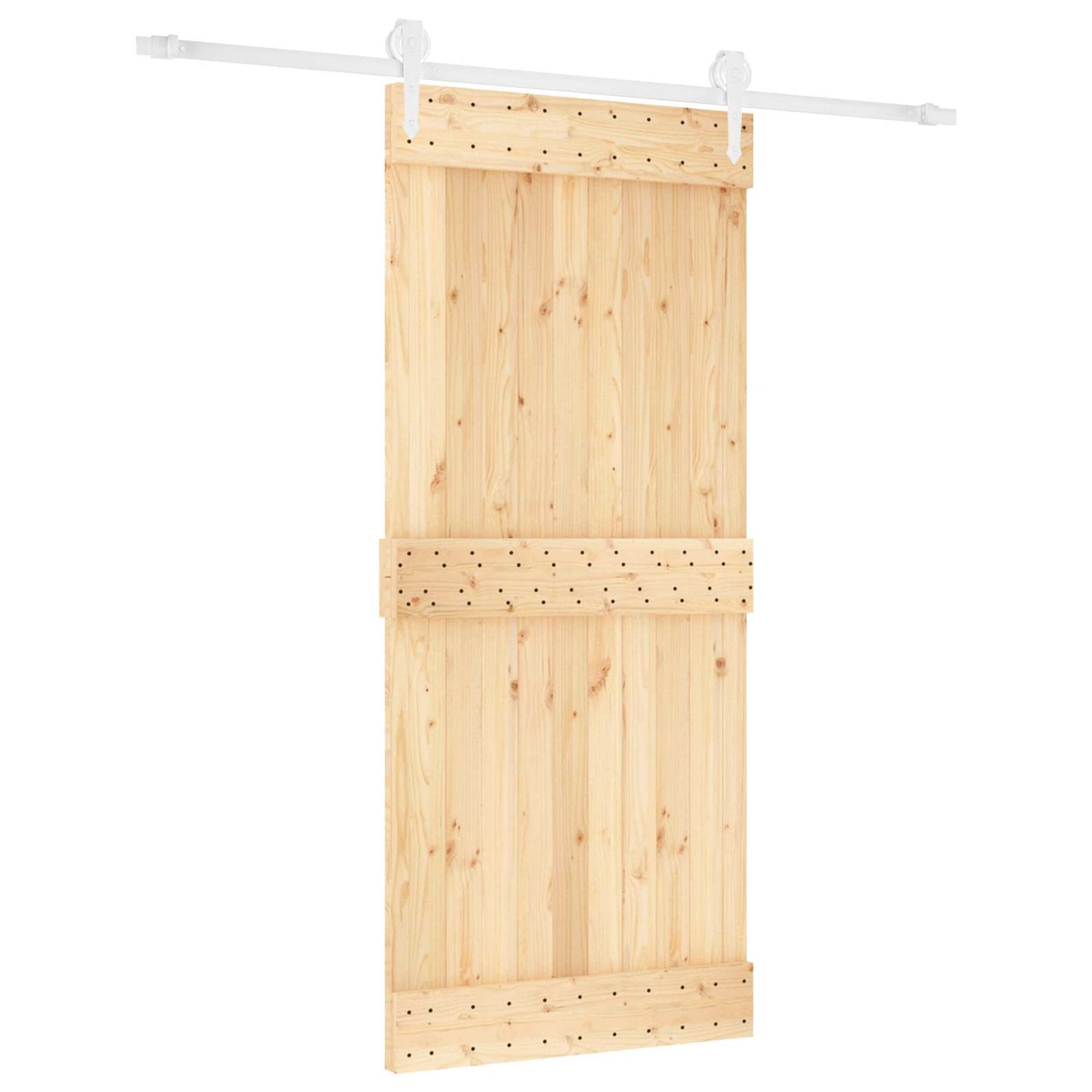 Csúszó ajtó Természetes és Fehér 90 x 210 cm Szilárd Fenyőfa