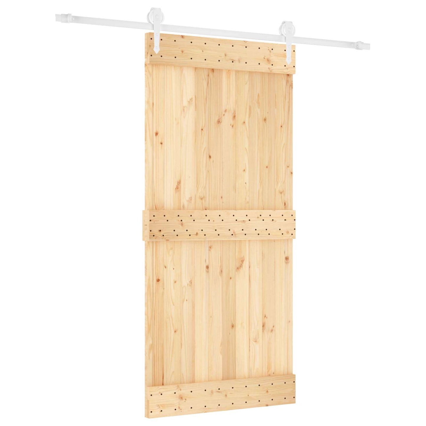 Csúszó ajtó Természetes és Fehér 95 x 210 cm Szilárd Fenyőfa